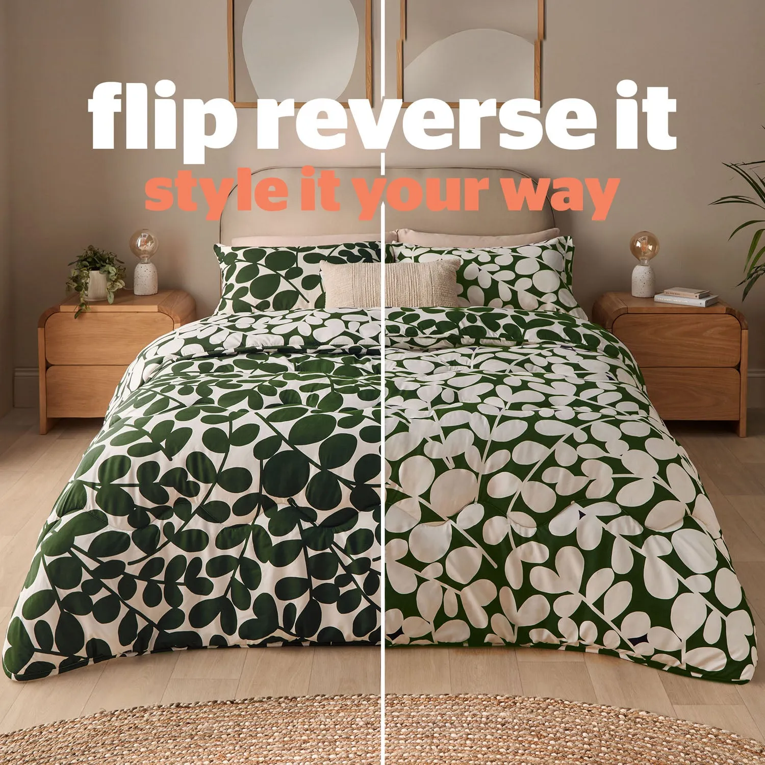 Silentnight Green Leaf Single Coverless Duvet Set 10.5 Tog - Green alternate view
