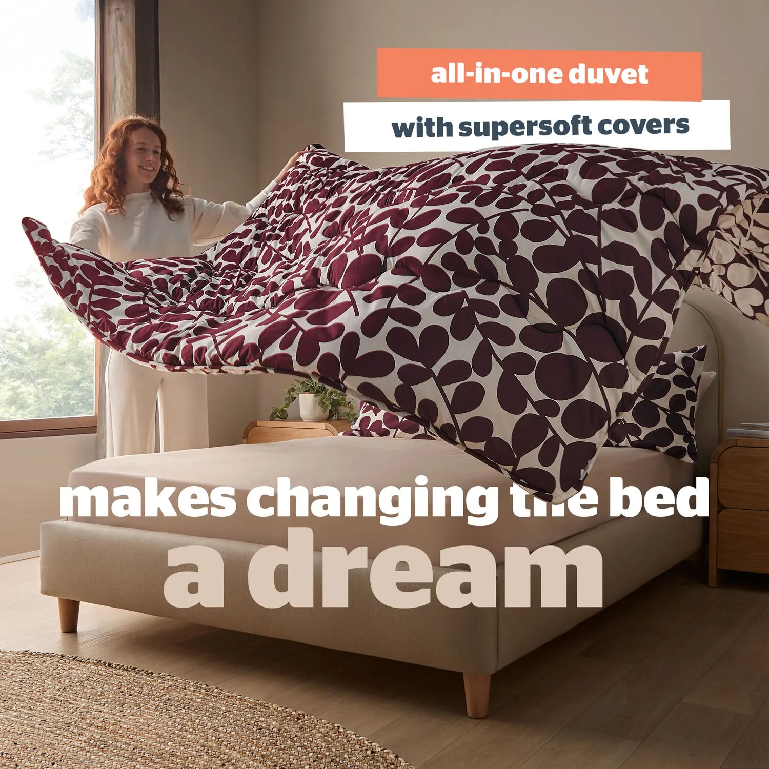 Silentnight Leaf Berry Single Coverless Duvet 10.5 Tog - Red alternate view