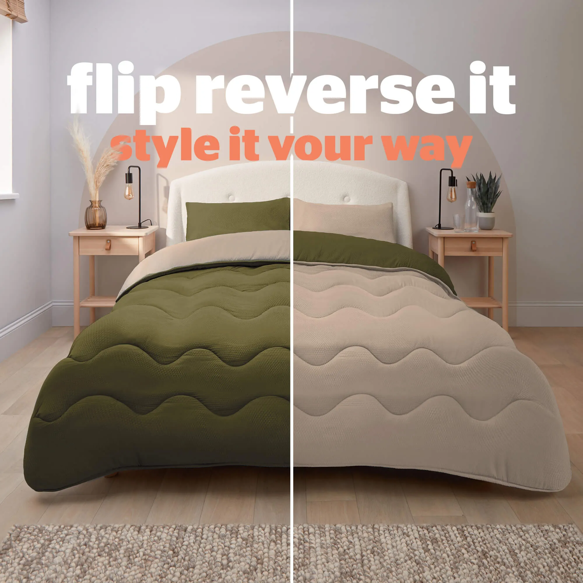 Silentnight Seersucker Double Coverless Duvet Set 10.5 Tog - Green by Julian Charles, image 2