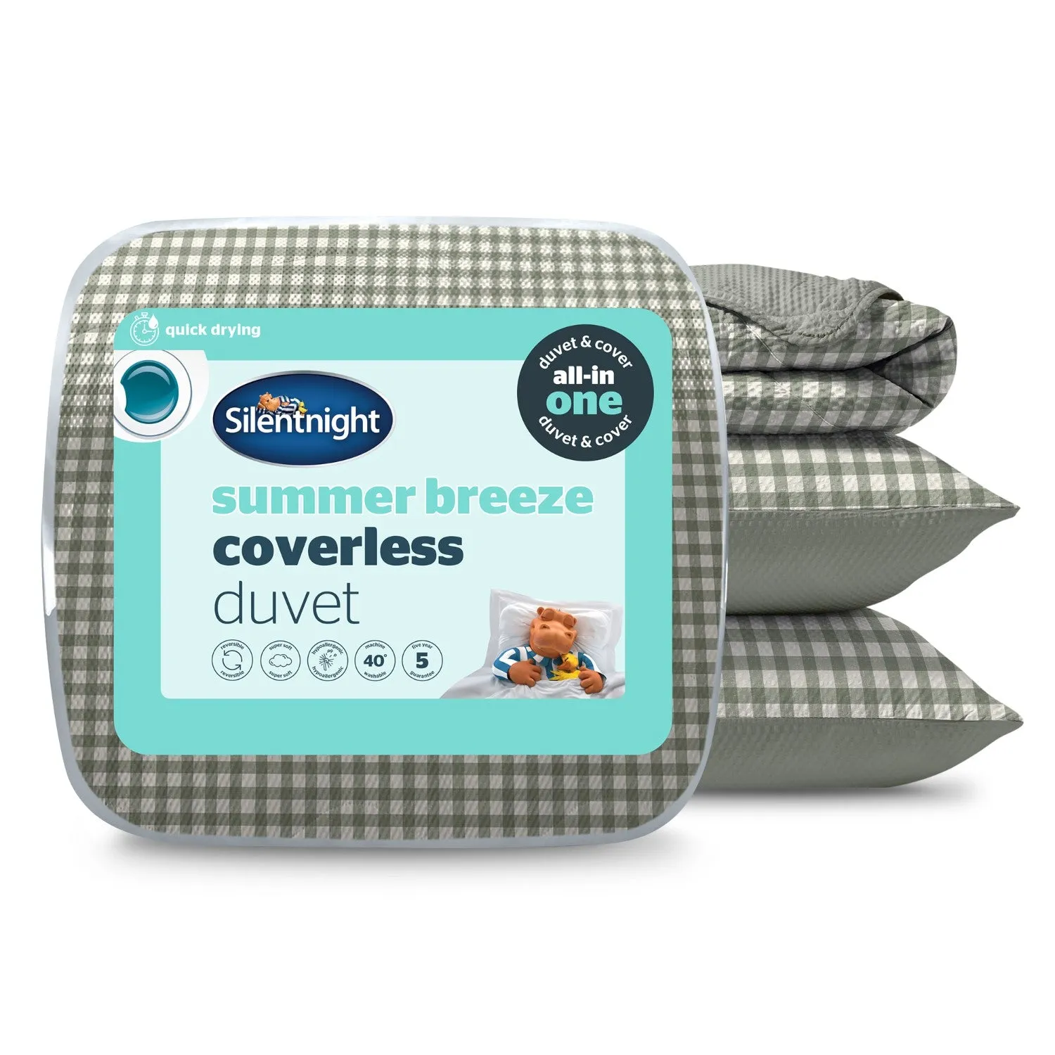 Silentnight Summer Breeze Gingham Single Coverless Duvet 2.5 Tog - Green product