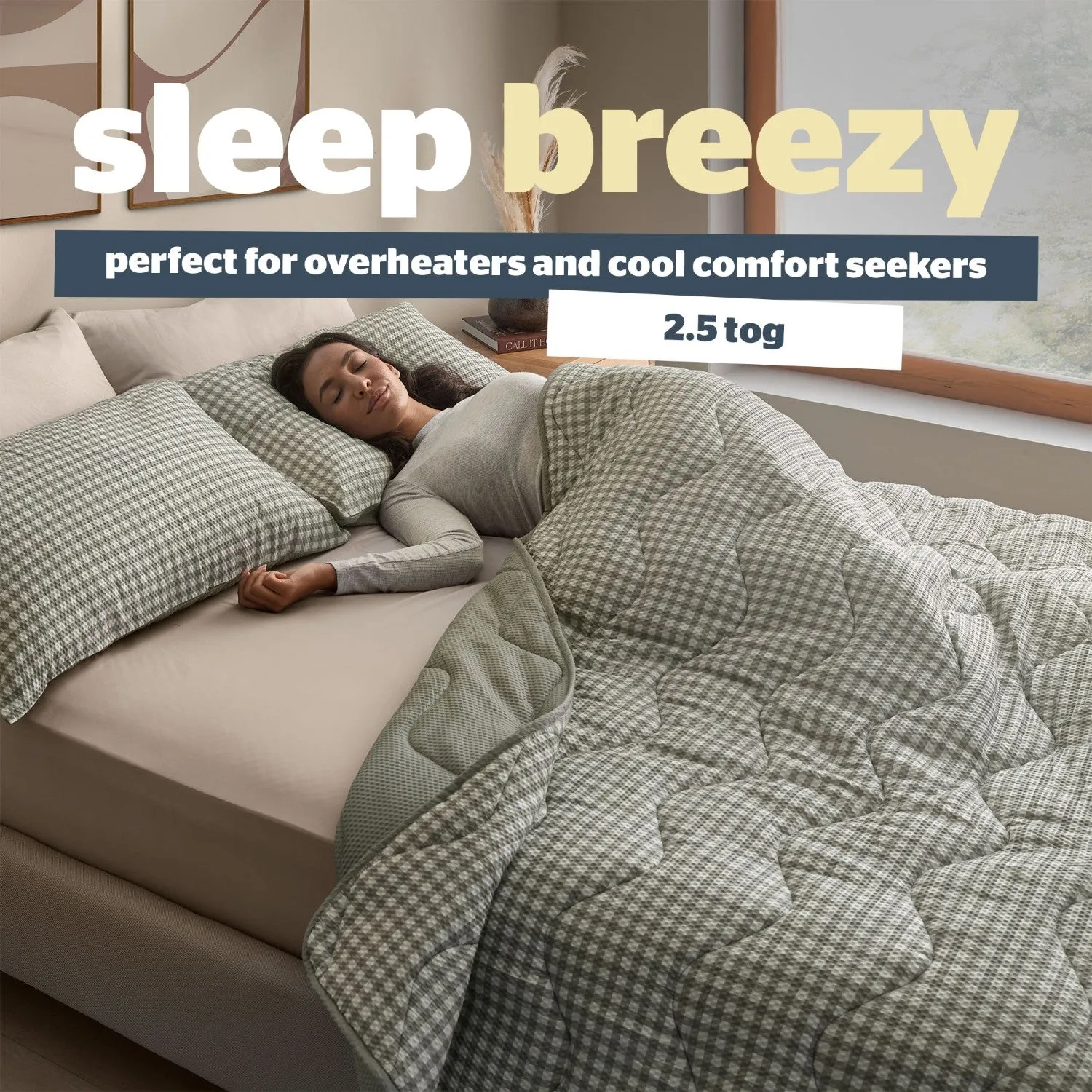 Silentnight Summer Breeze Gingham Super King Coverless Duvet 2.5 Tog - Green by Julian Charles, image 2