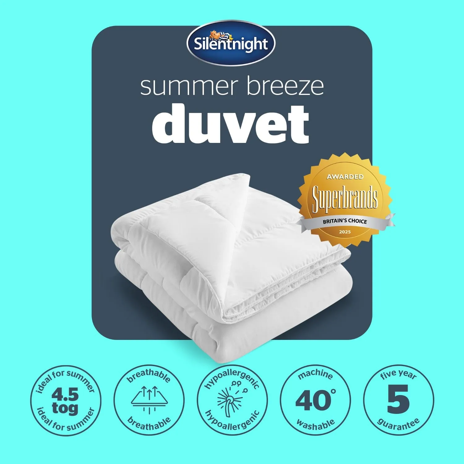 Silentnight Summer Breeze Single 4.5 Tog Duvet - White alternate view