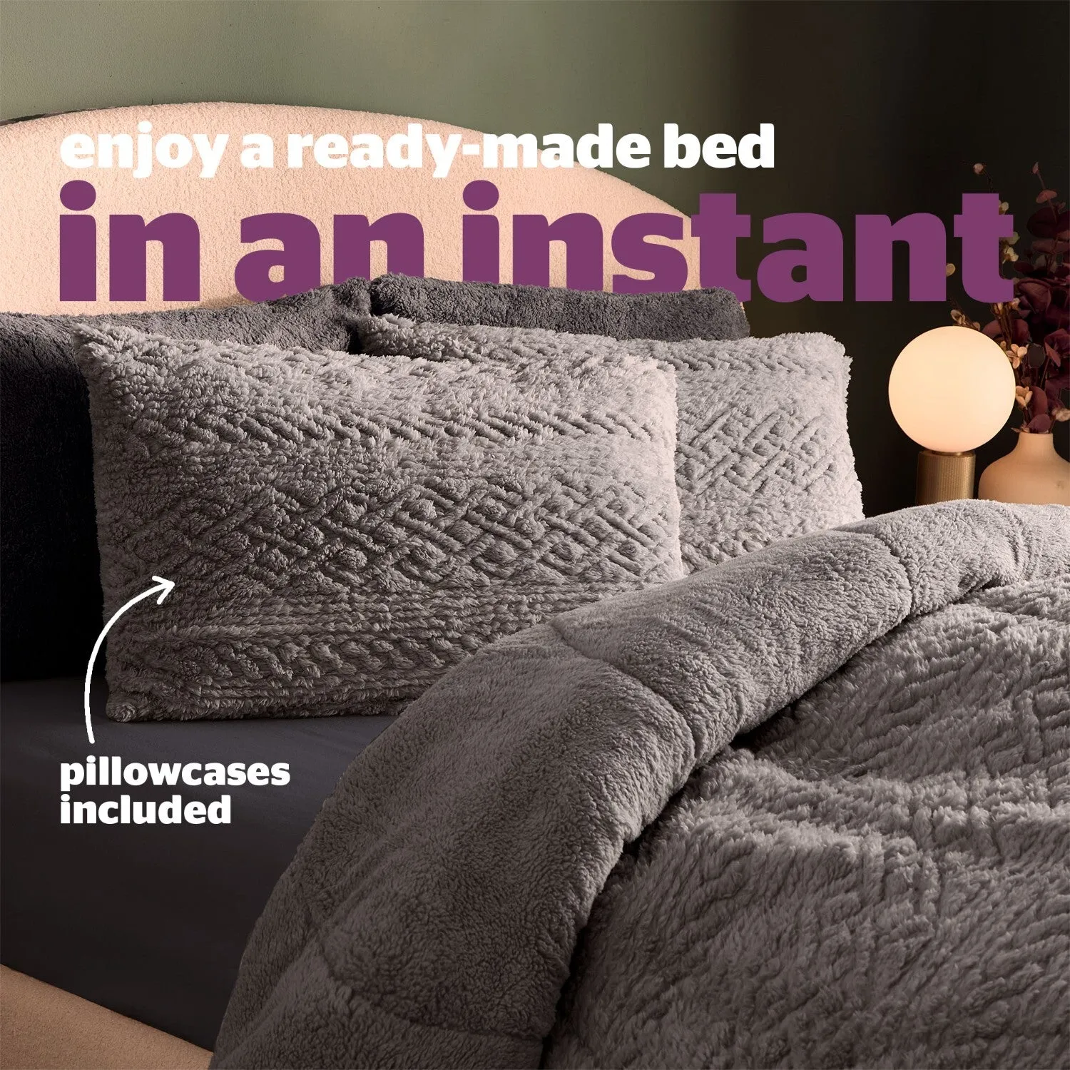 Silentnight Teddy Fleece Coverless 10.5 Tog Duvet Set - Single, Natural alternate view