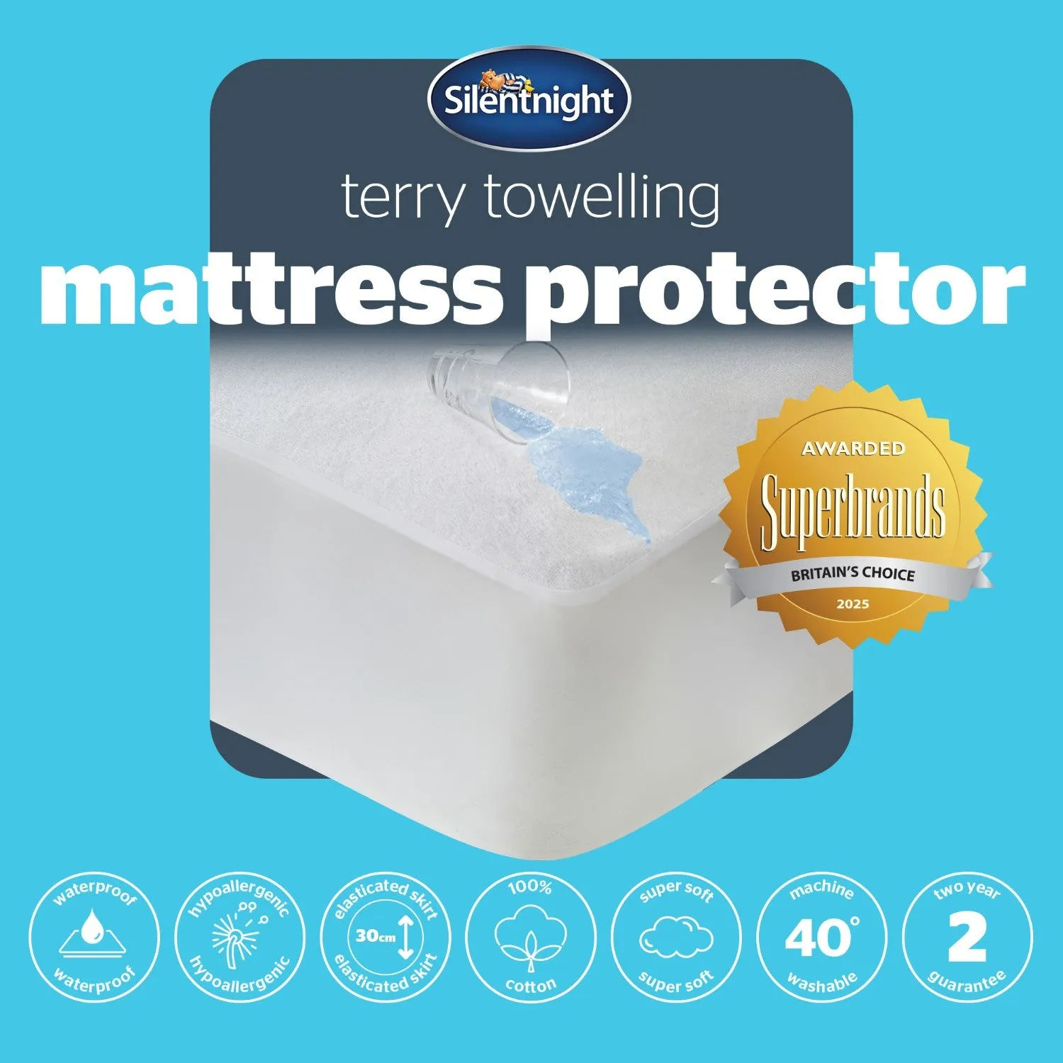 Silentnight Terry Towelling Single Mattress Protector - White alternate view