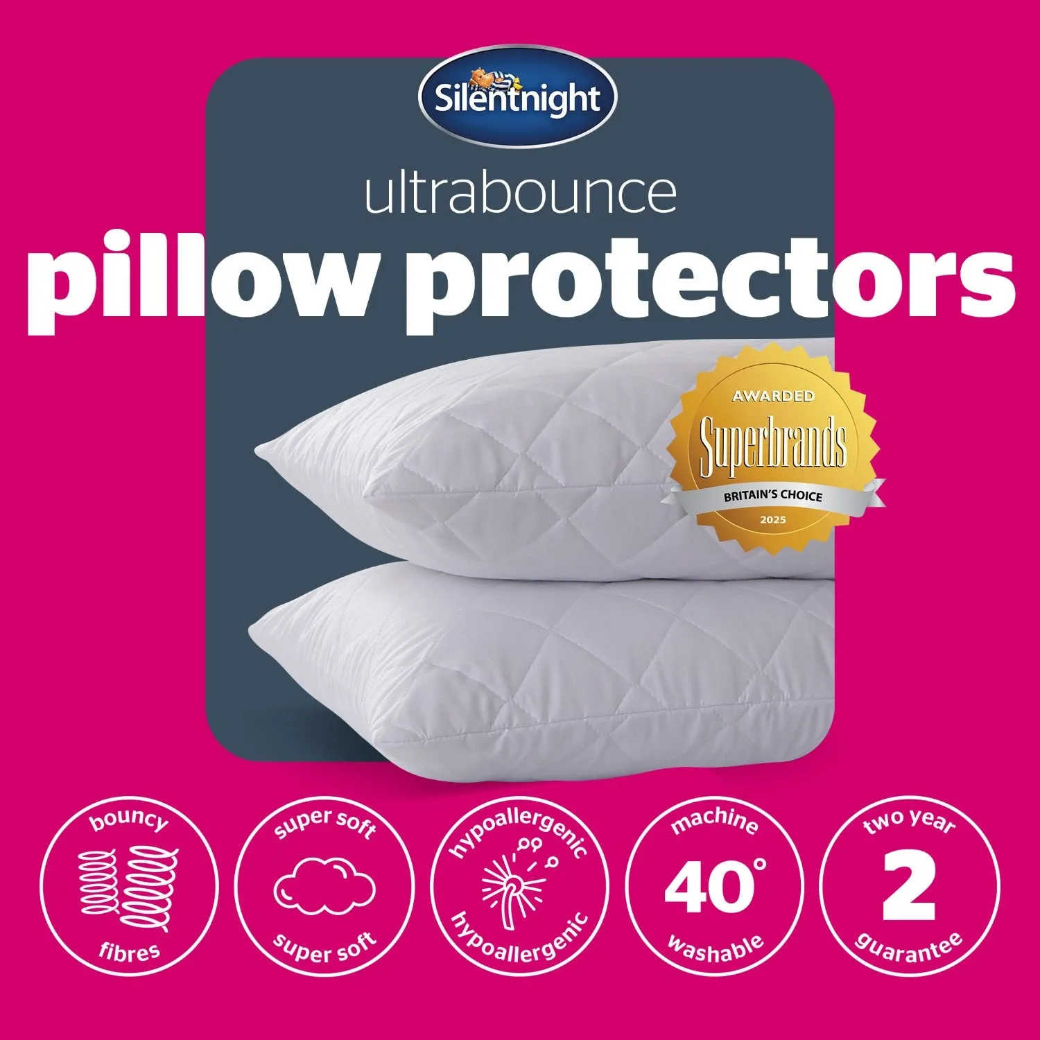 Silentnight Ultra Bounce Pillow Protector Pair - White by Julian Charles, alternate view