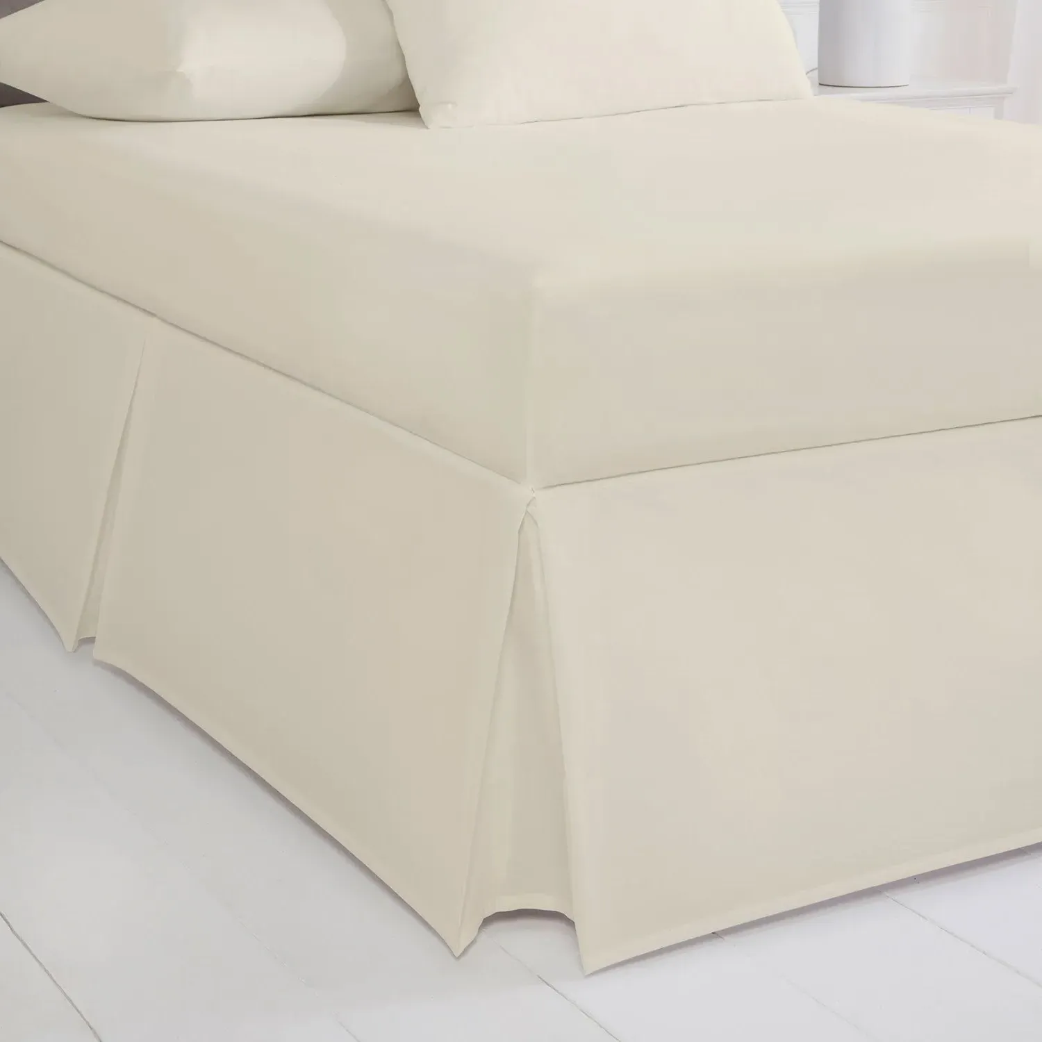 Single Box Pleat Valance Sheet - Cream, Cotton