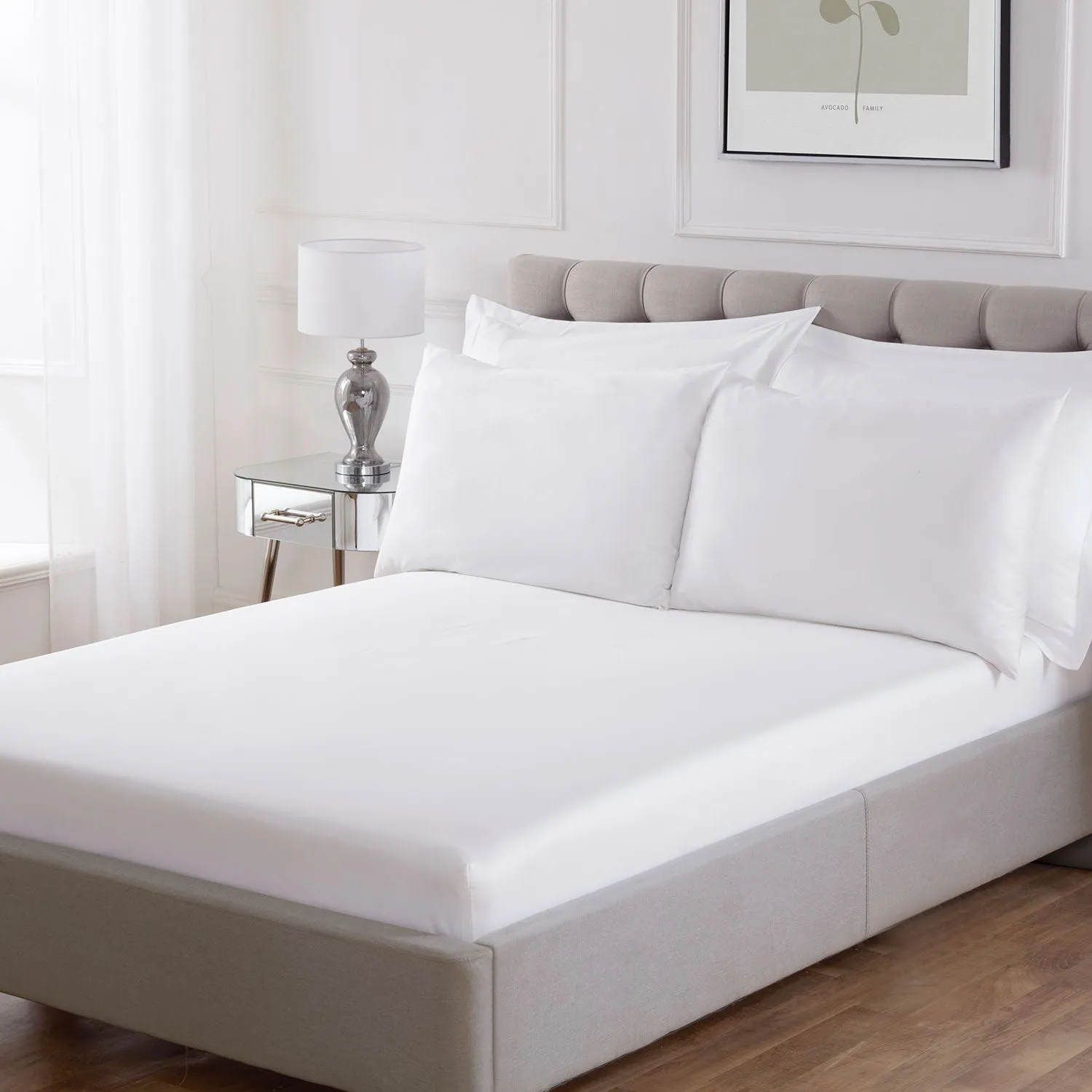 Single Deep Fitted Sheet 400TC - White, Cotton alternate view