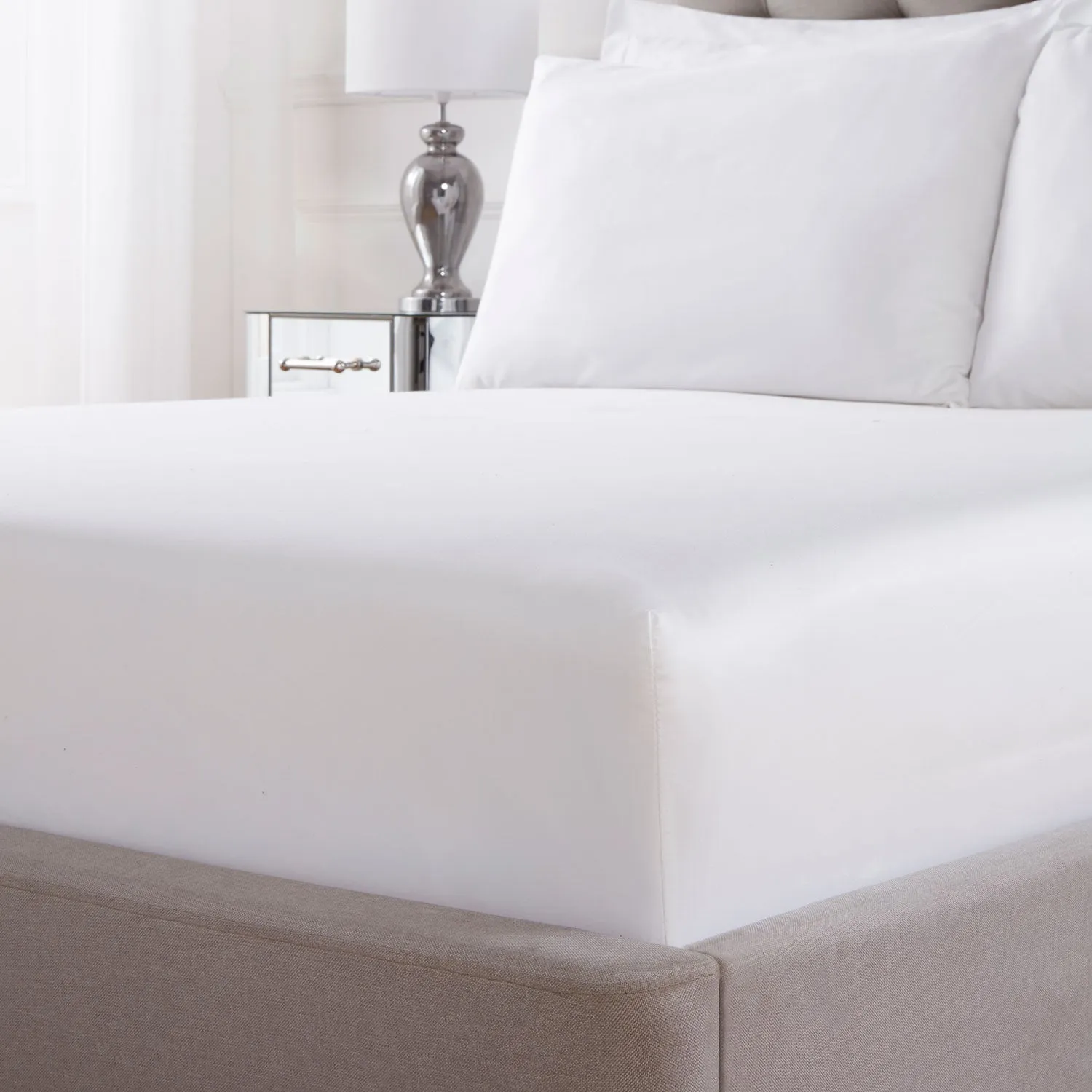 Single Deep Fitted Sheet 400TC - White, Cotton product
