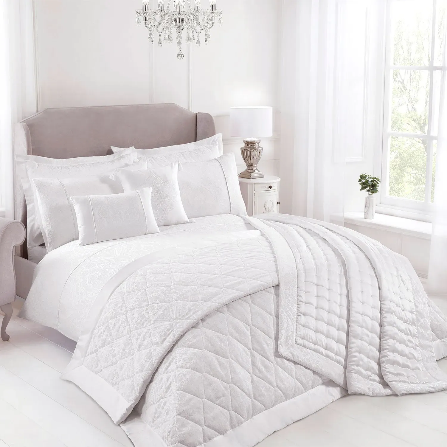 Single Duvet Cover with Rope Detail - White, Cotton image