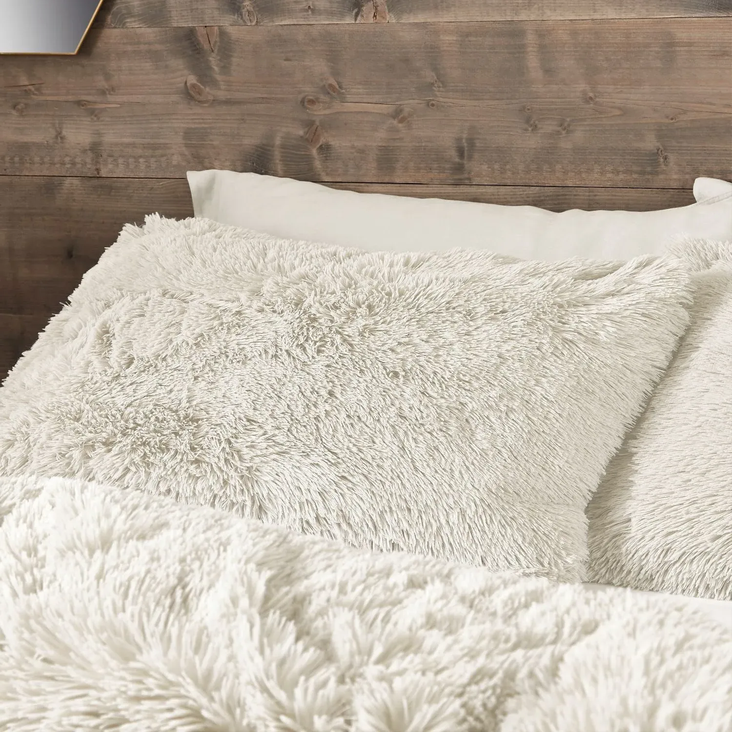 Single Duvet Set Deep Pile - Cream, Faux Fur