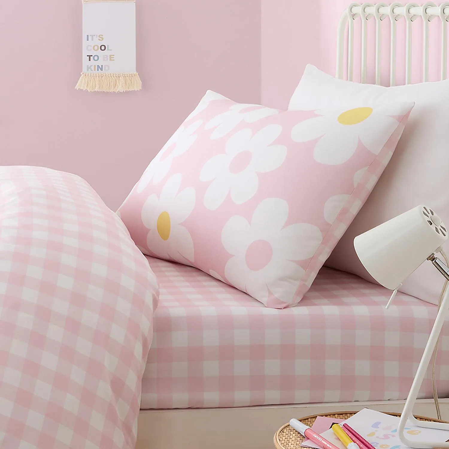 Single Duvet Set Easy Care - Pink, Cotton image