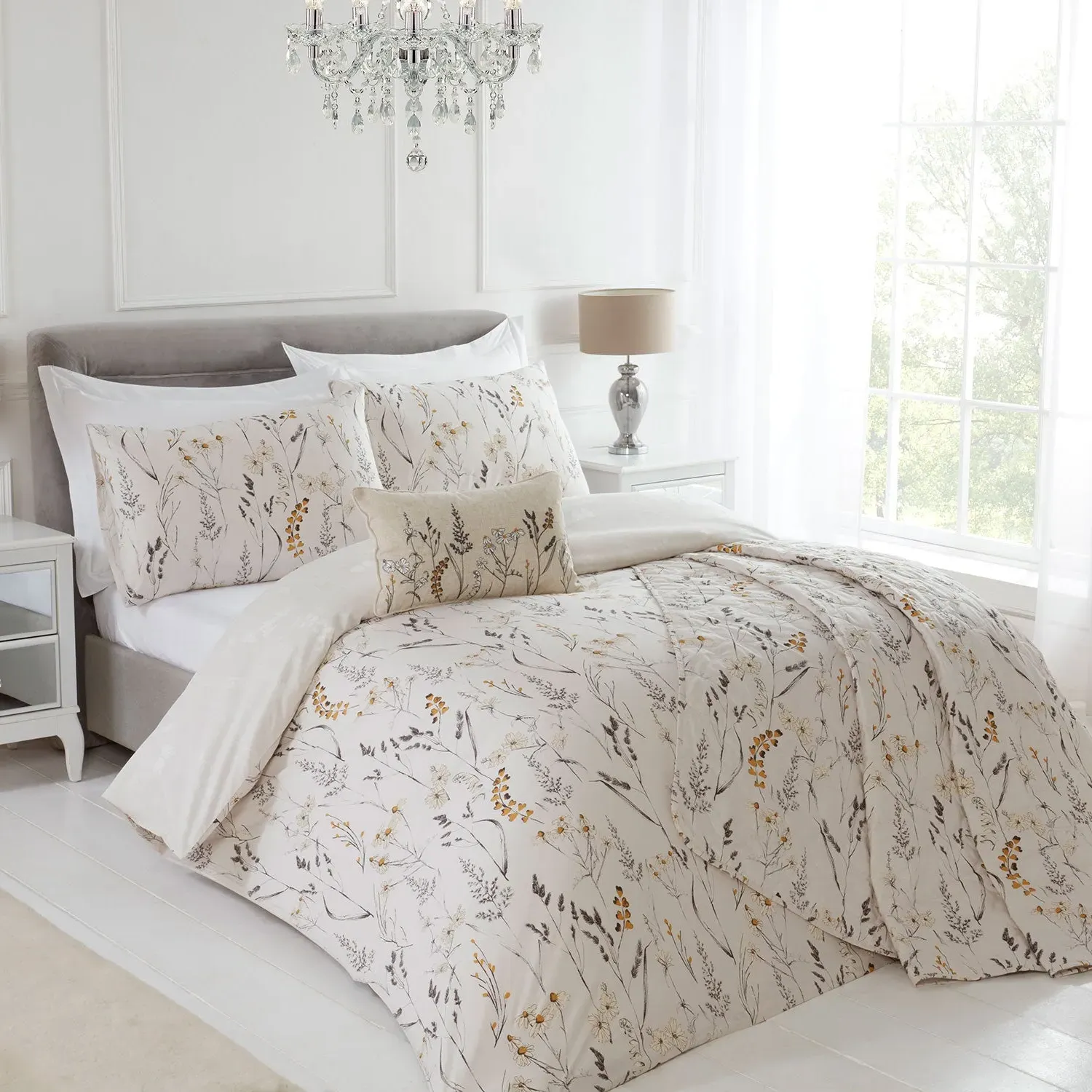 Single Duvet Set Floral - Natural, Cotton image