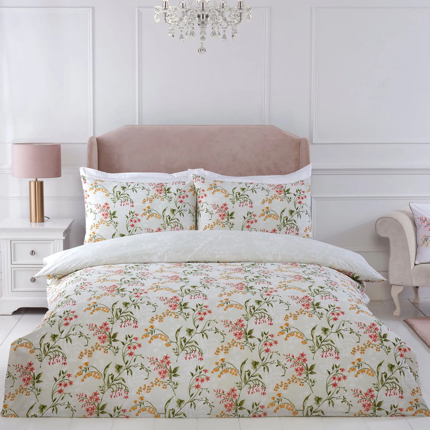 Single Duvet Set Floral Print - Green