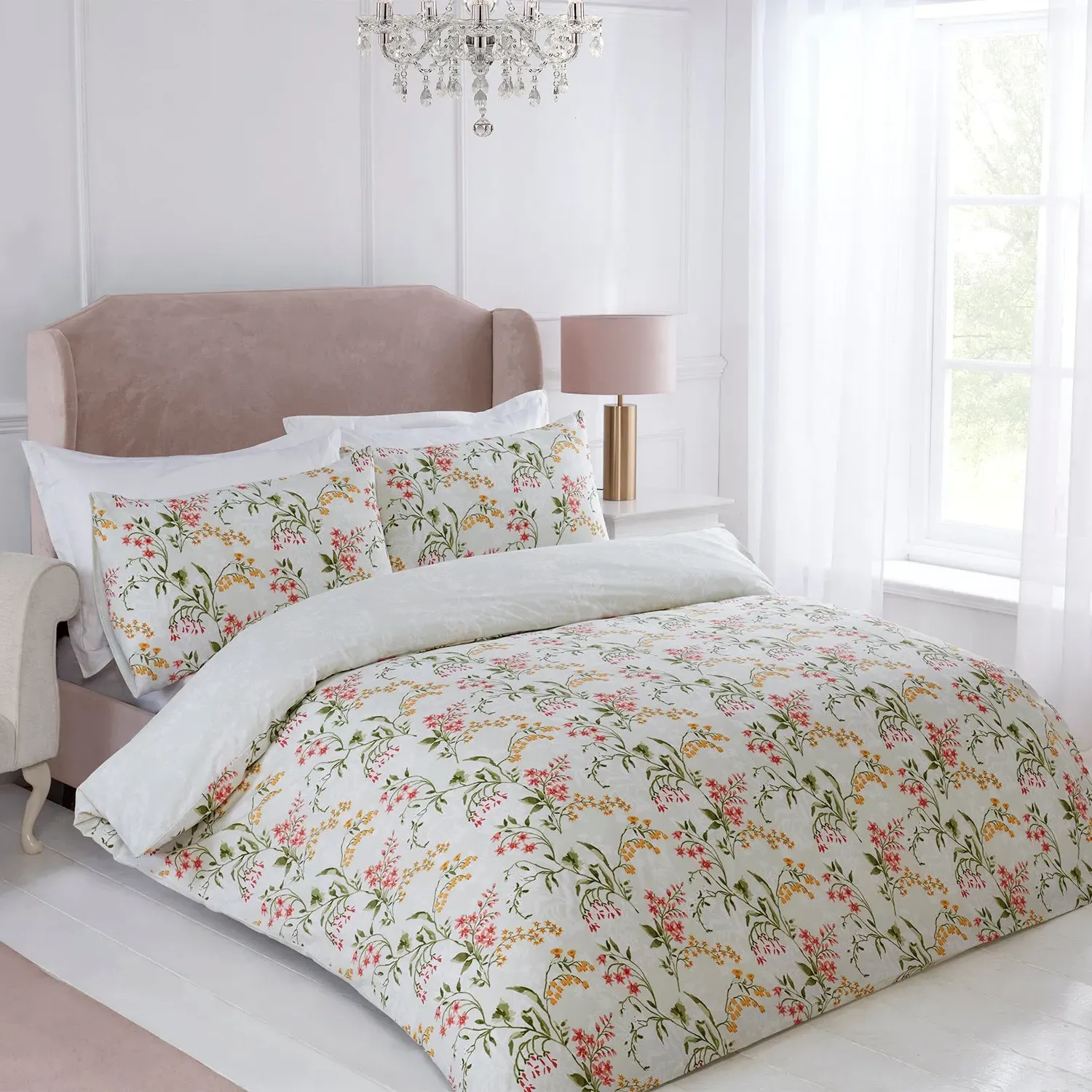 Single Duvet Set Floral Print - Green image