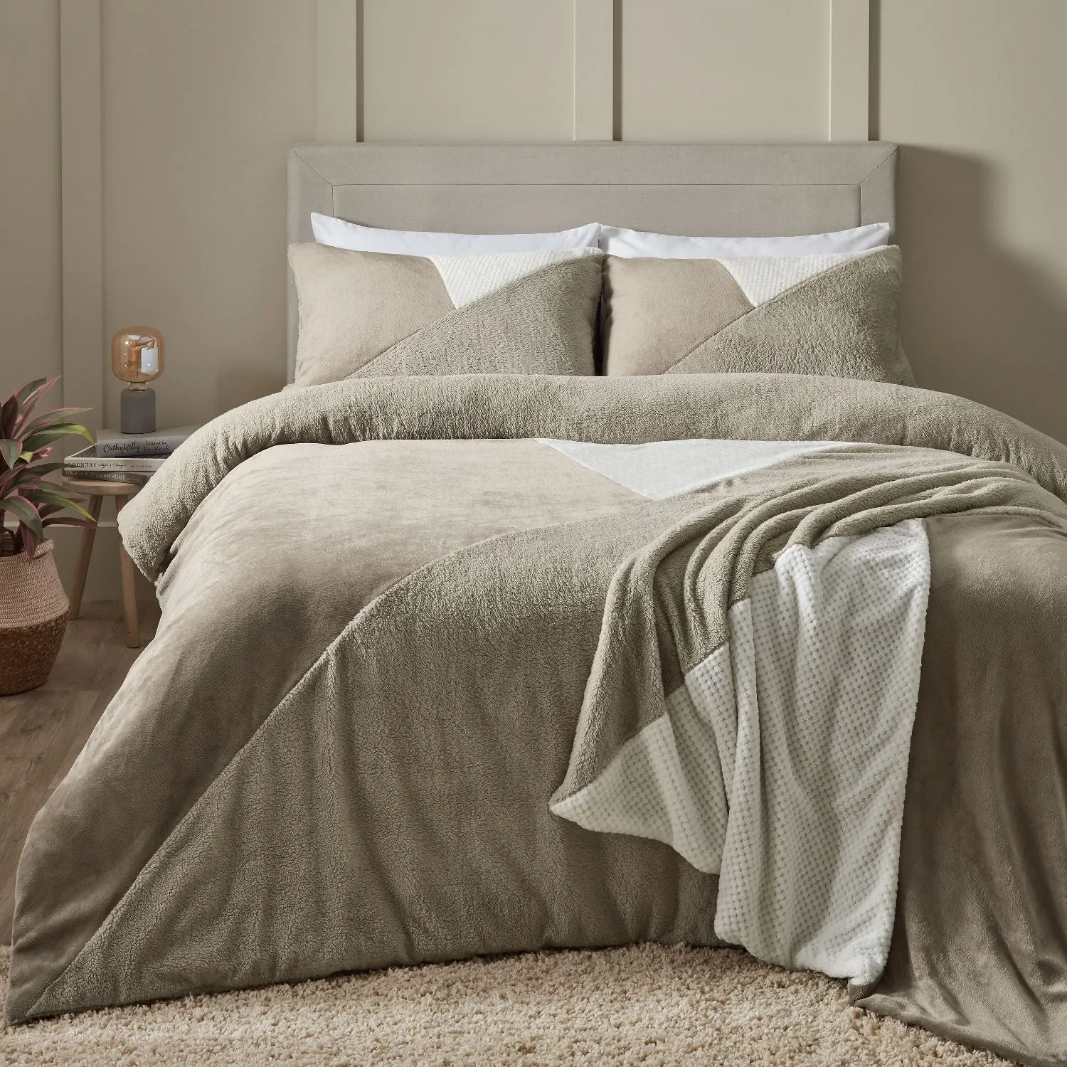 Single Duvet Set Geometric - Natural, Fleece