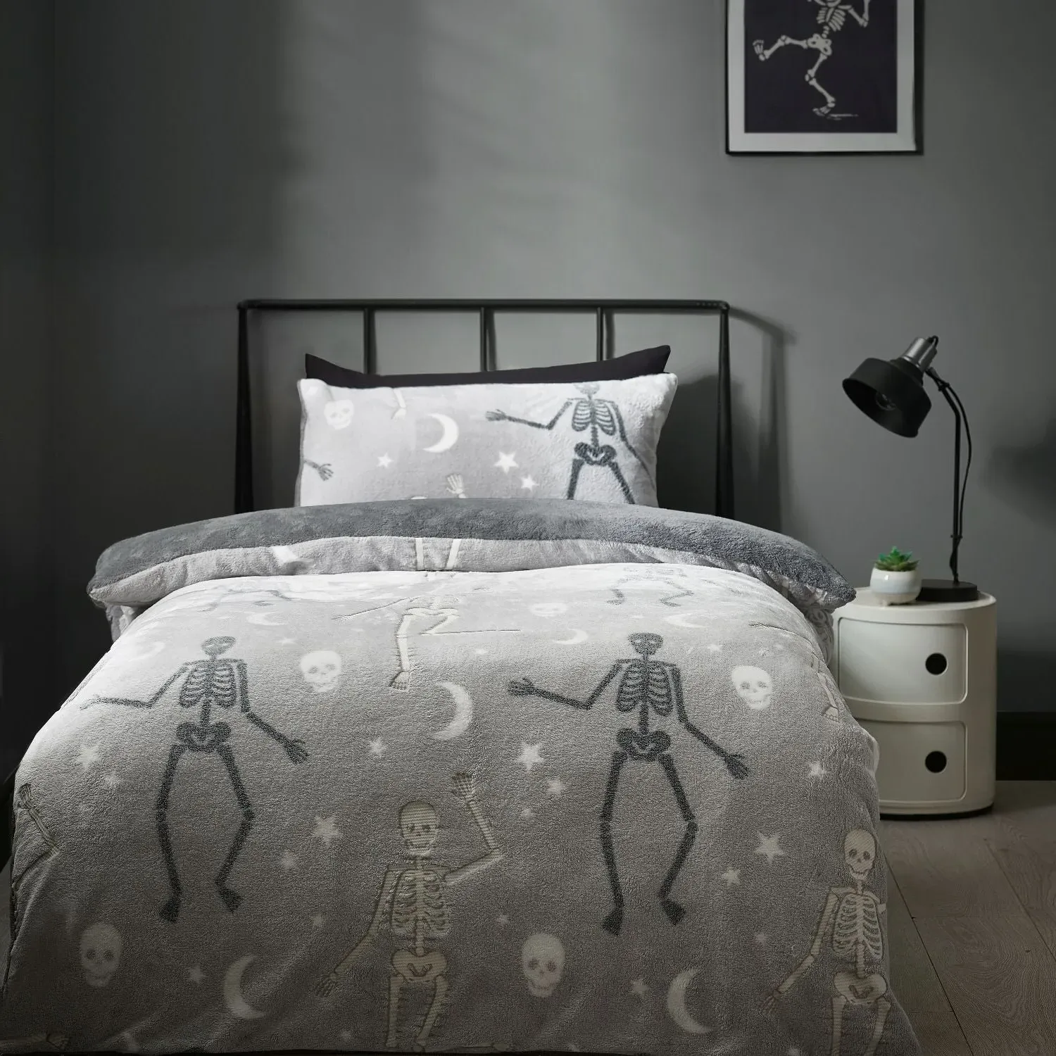 Single Duvet Set Glow in Dark - Grey, Polyester