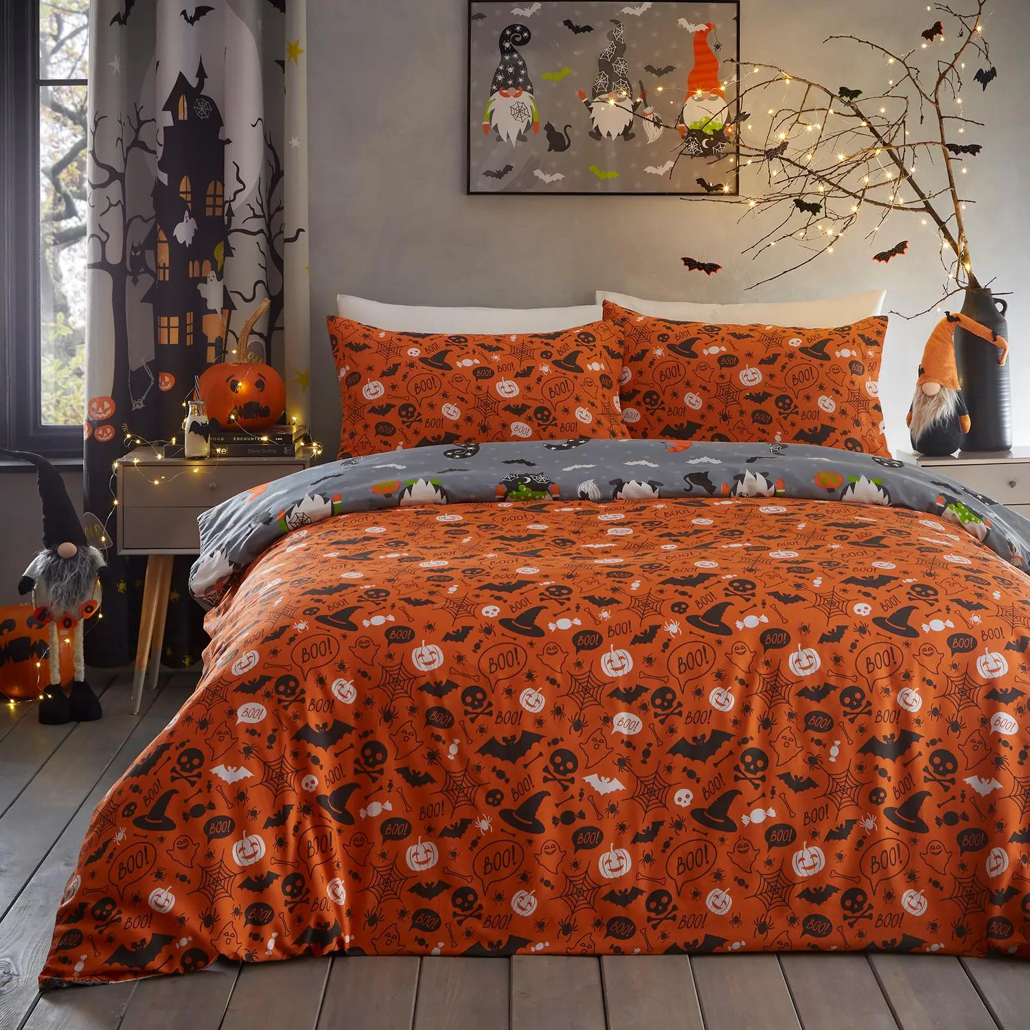 Single Duvet Set Glow in Dark - Grey, Reversible image