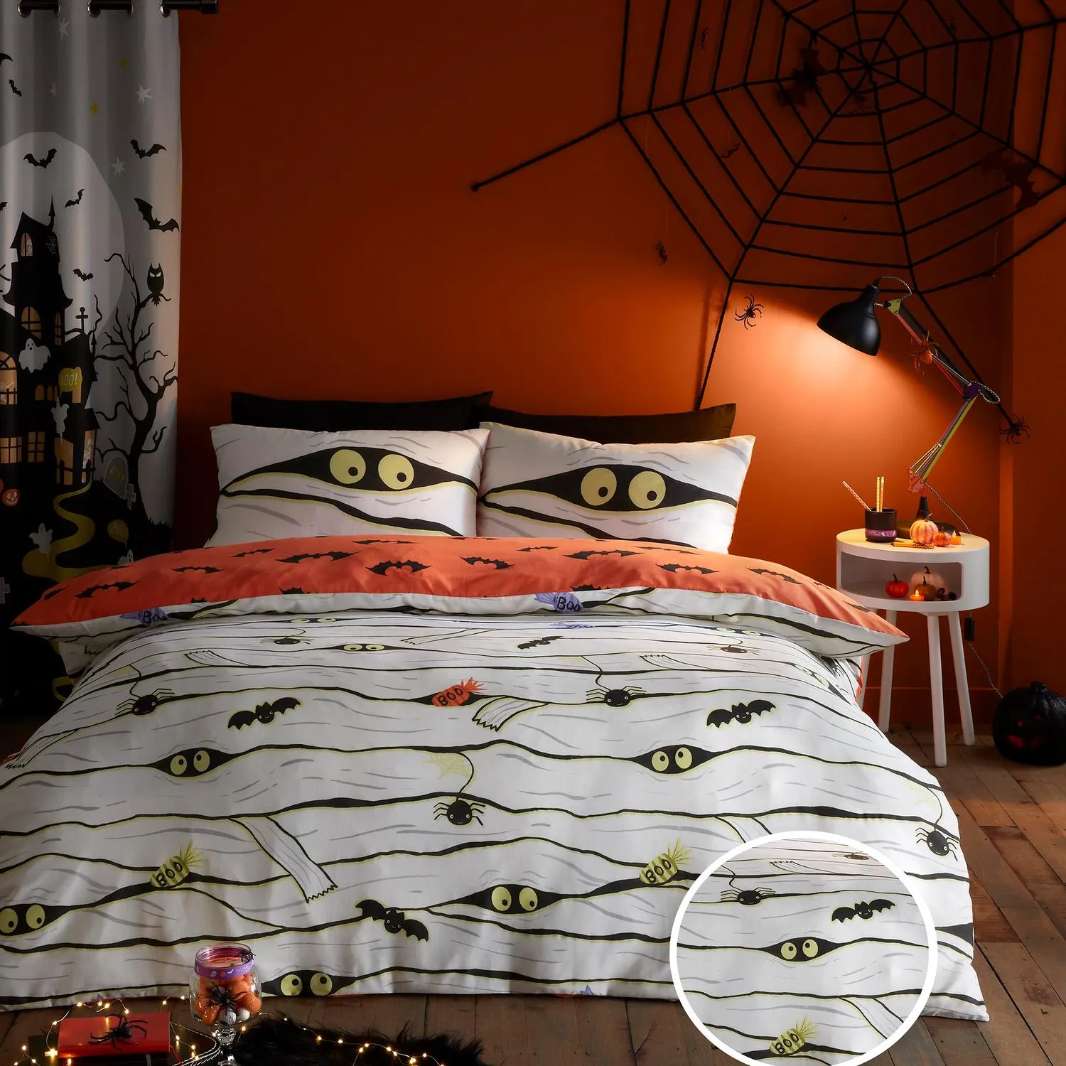 Single Duvet Set Glow in Dark - White, Cotton