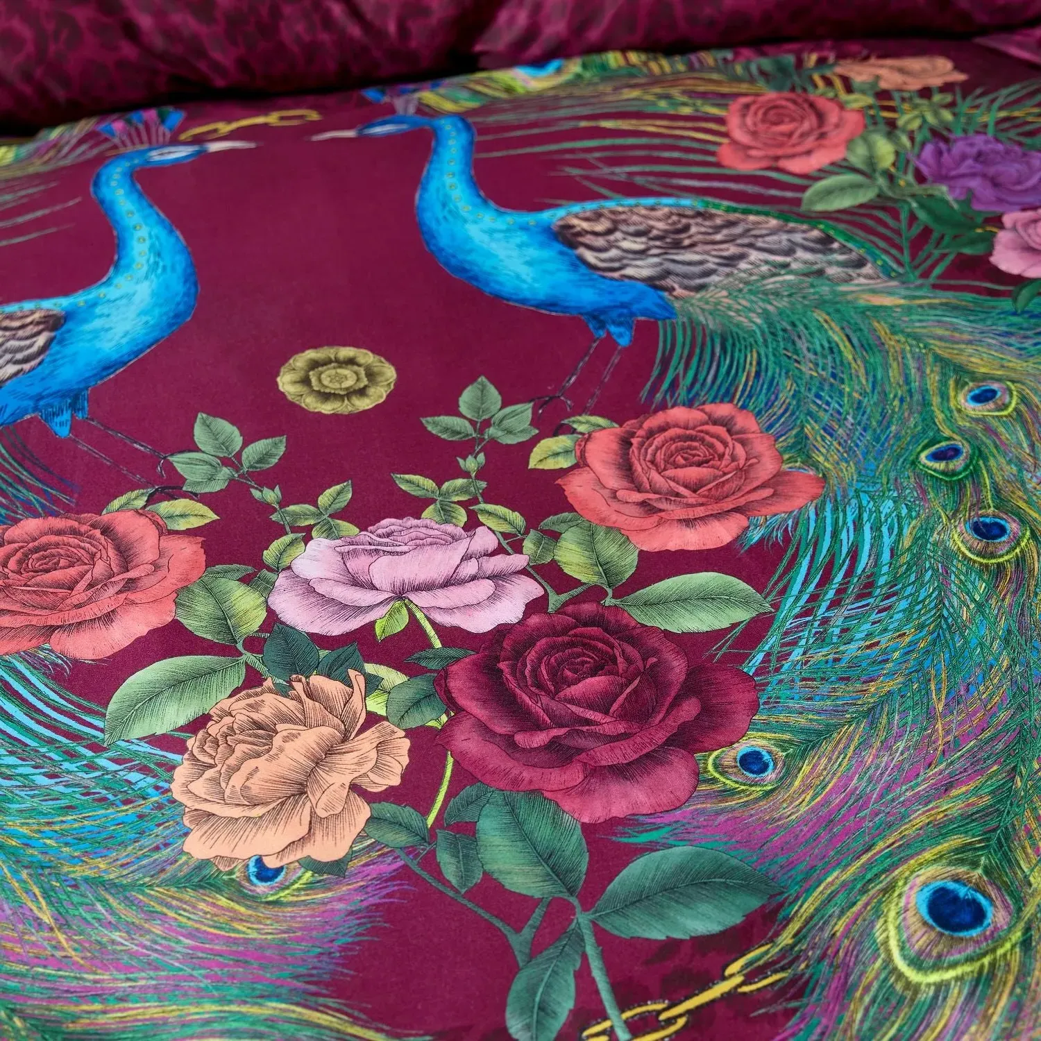 Single Duvet Set Peacock Design - Purple, Cotton image
