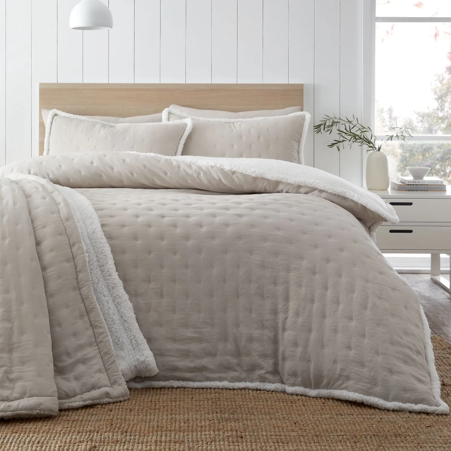 Single Duvet Set Pinsonic Circles - Cream, Sherpa