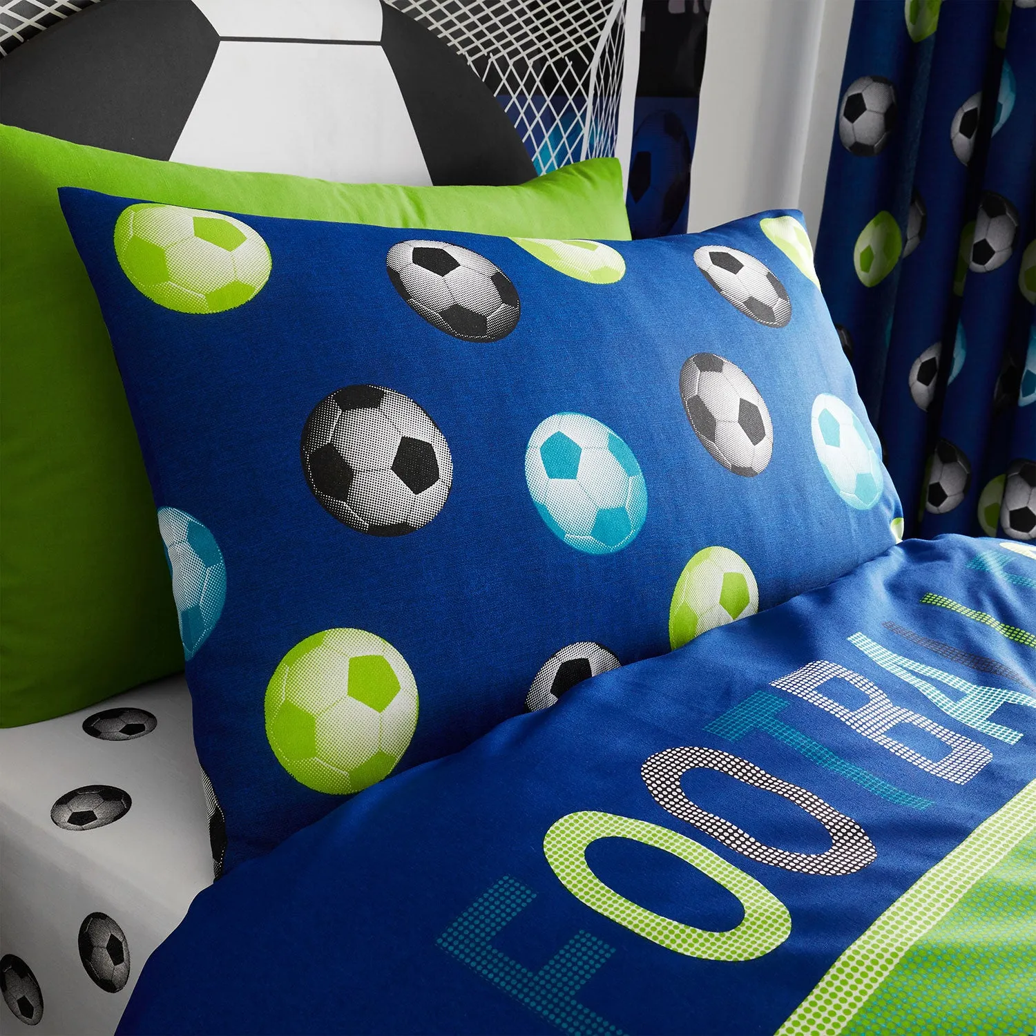 Single Duvet Set Reversible - Blue, Cotton Blend