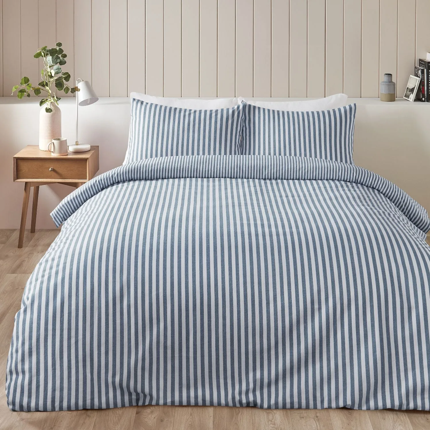 Single Duvet Set Reversible - Blue, Cotton