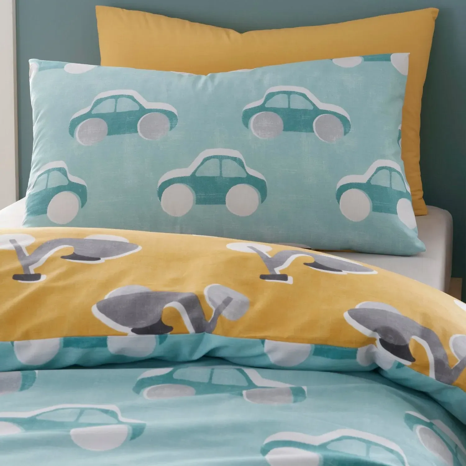 Single Duvet Set Reversible - Blue, Cotton