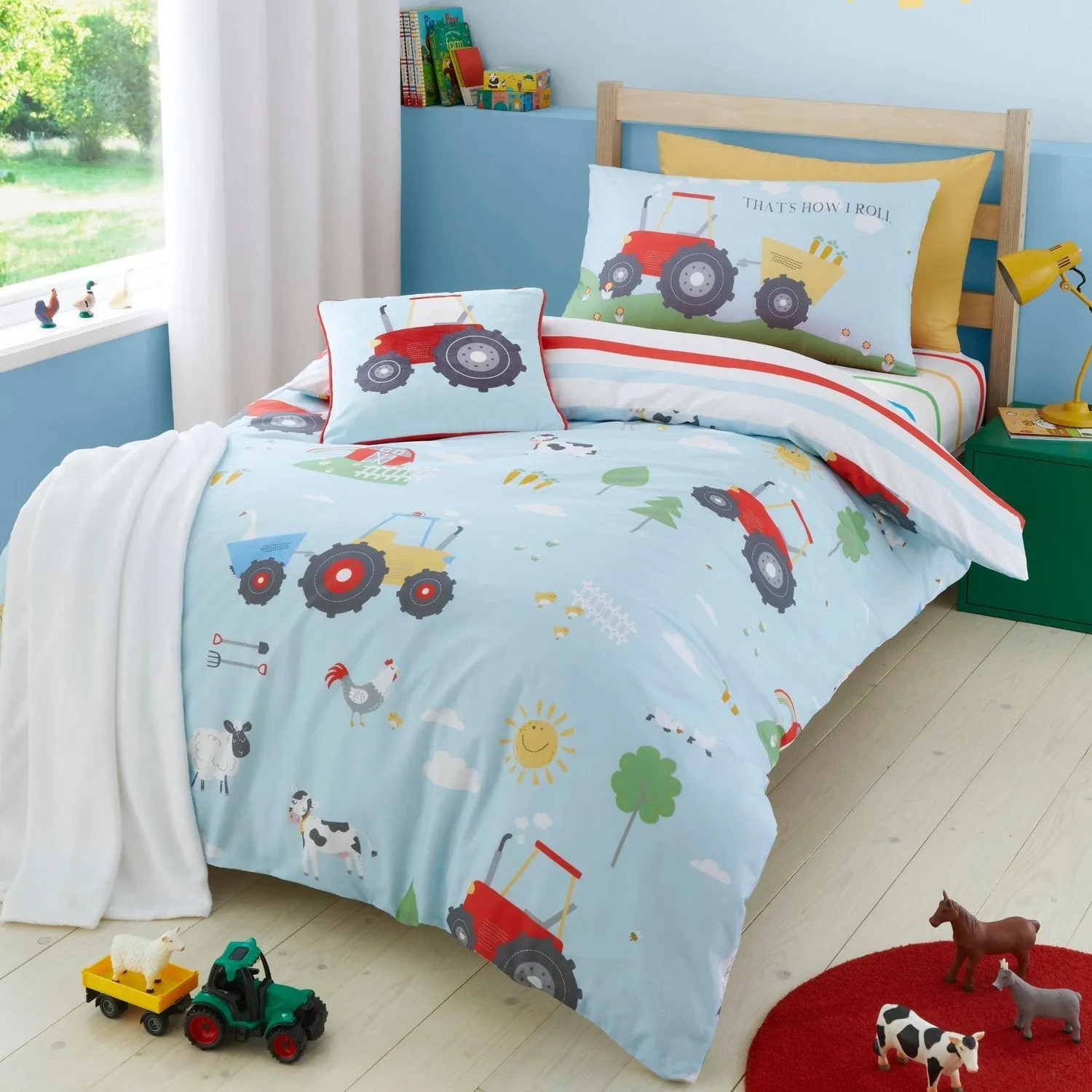 Single Duvet Set Reversible - Blue, Polycotton image
