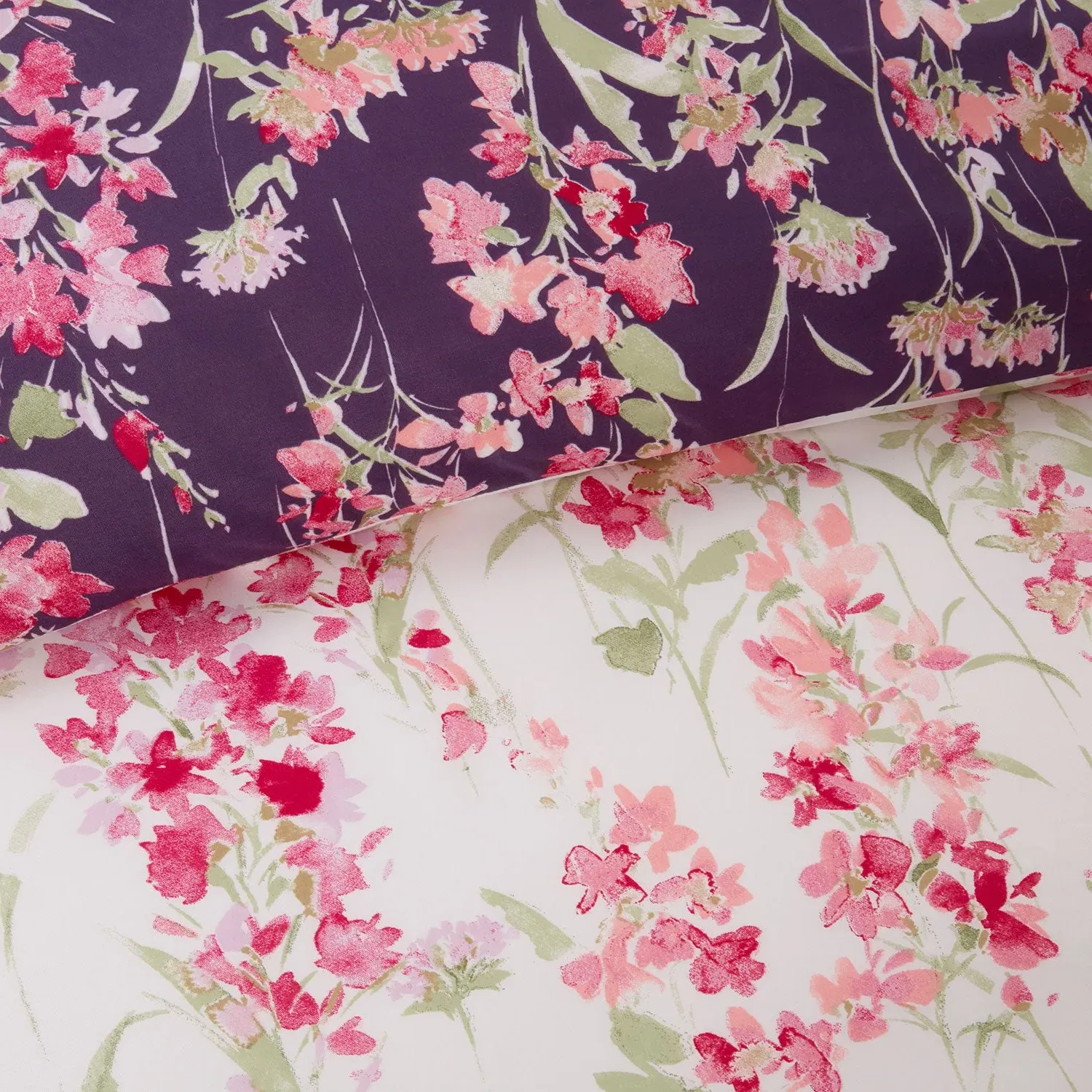 Single Duvet Set Reversible Floral - Pink image