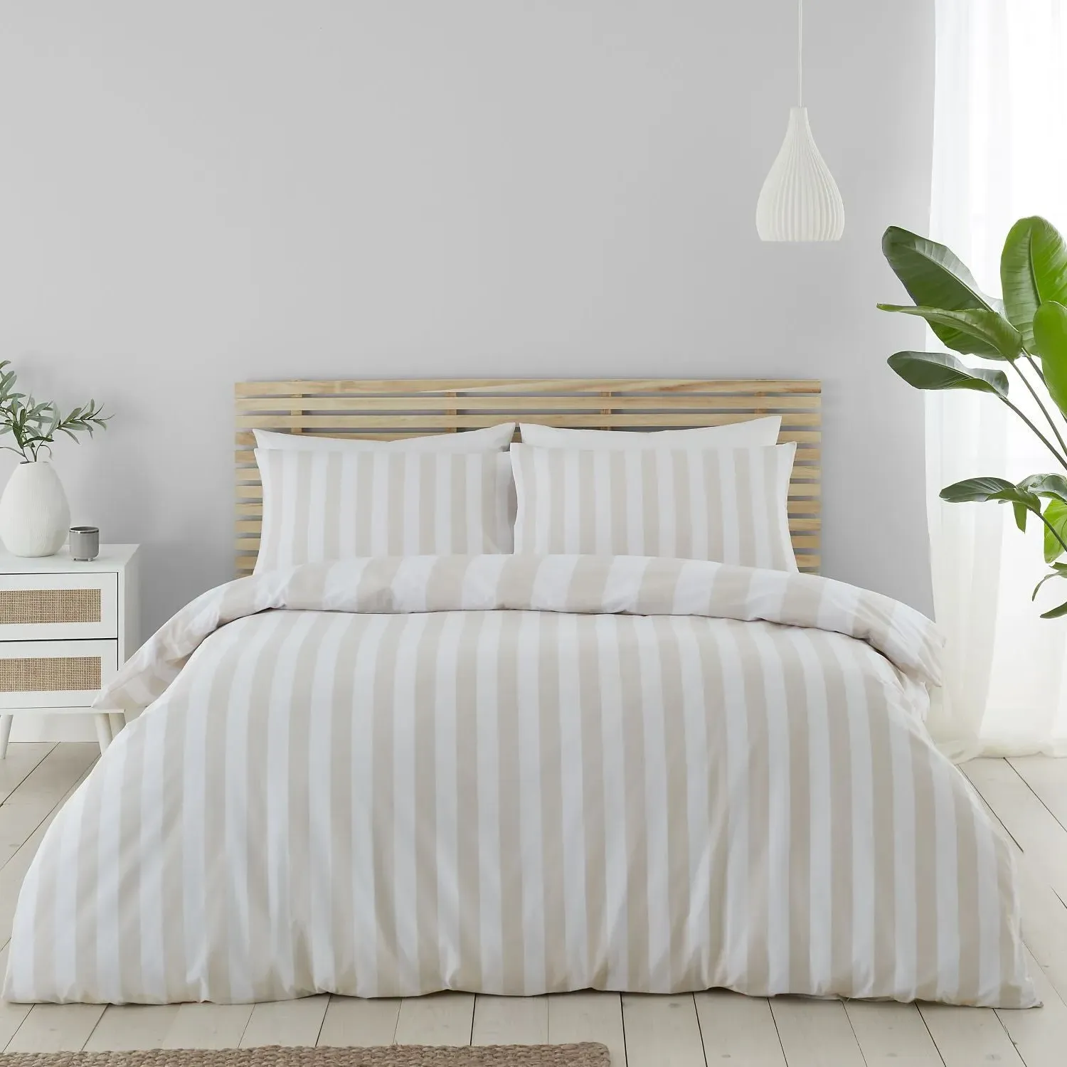 Single Duvet Set Reversible - Natural