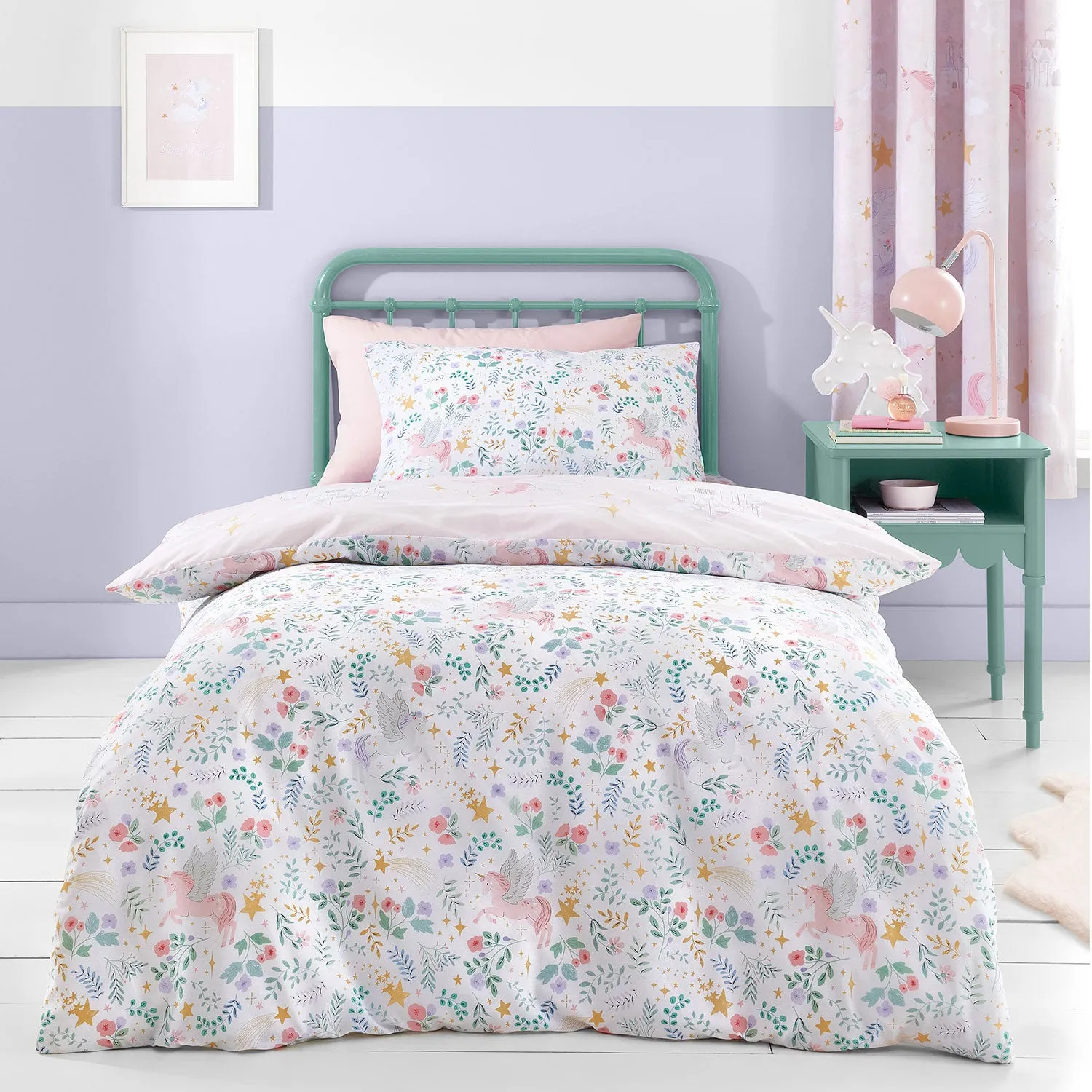 Single Duvet Set Reversible - Pink, Cotton Blend