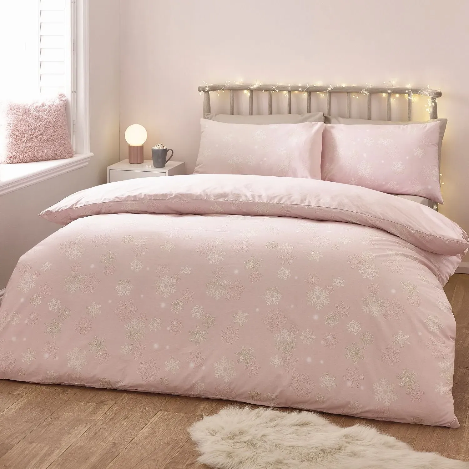 Single Duvet Set Reversible - Pink, Cotton Blend image