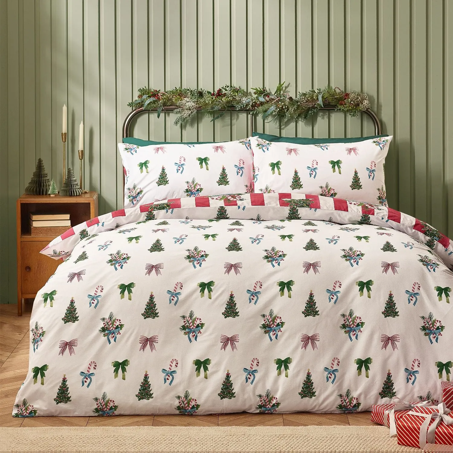 Single Duvet Set Reversible - Red, Cotton Blend image