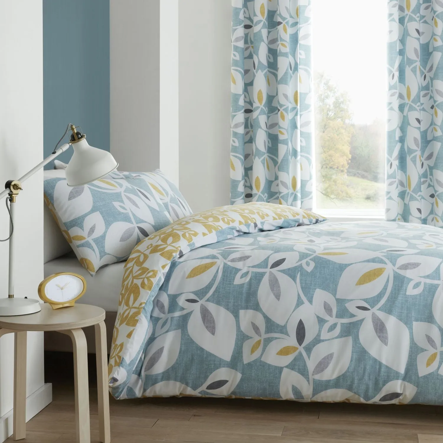 Single Duvet Set Reversible - Teal, Cotton Blend