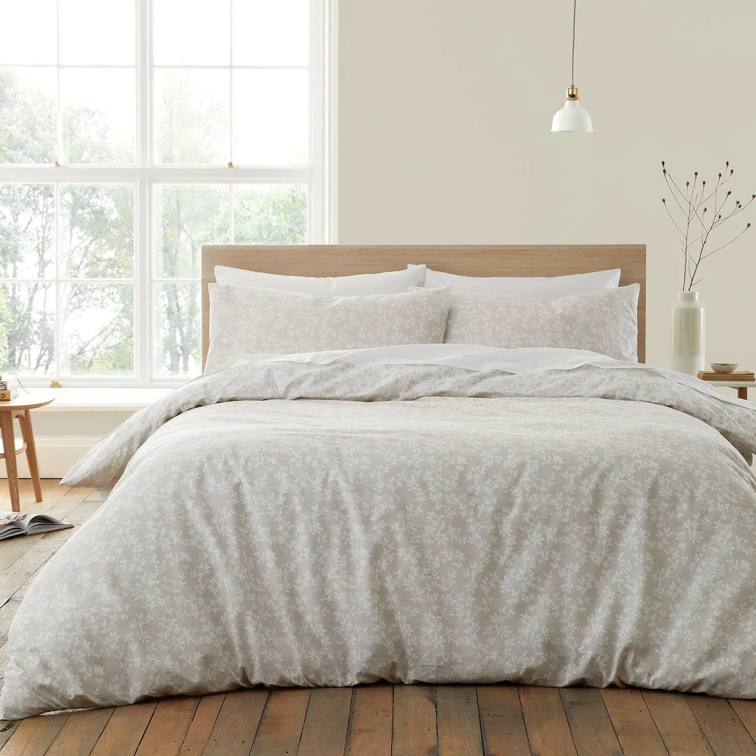 Single Duvet Set Shadow Leaves - Natural, Cotton