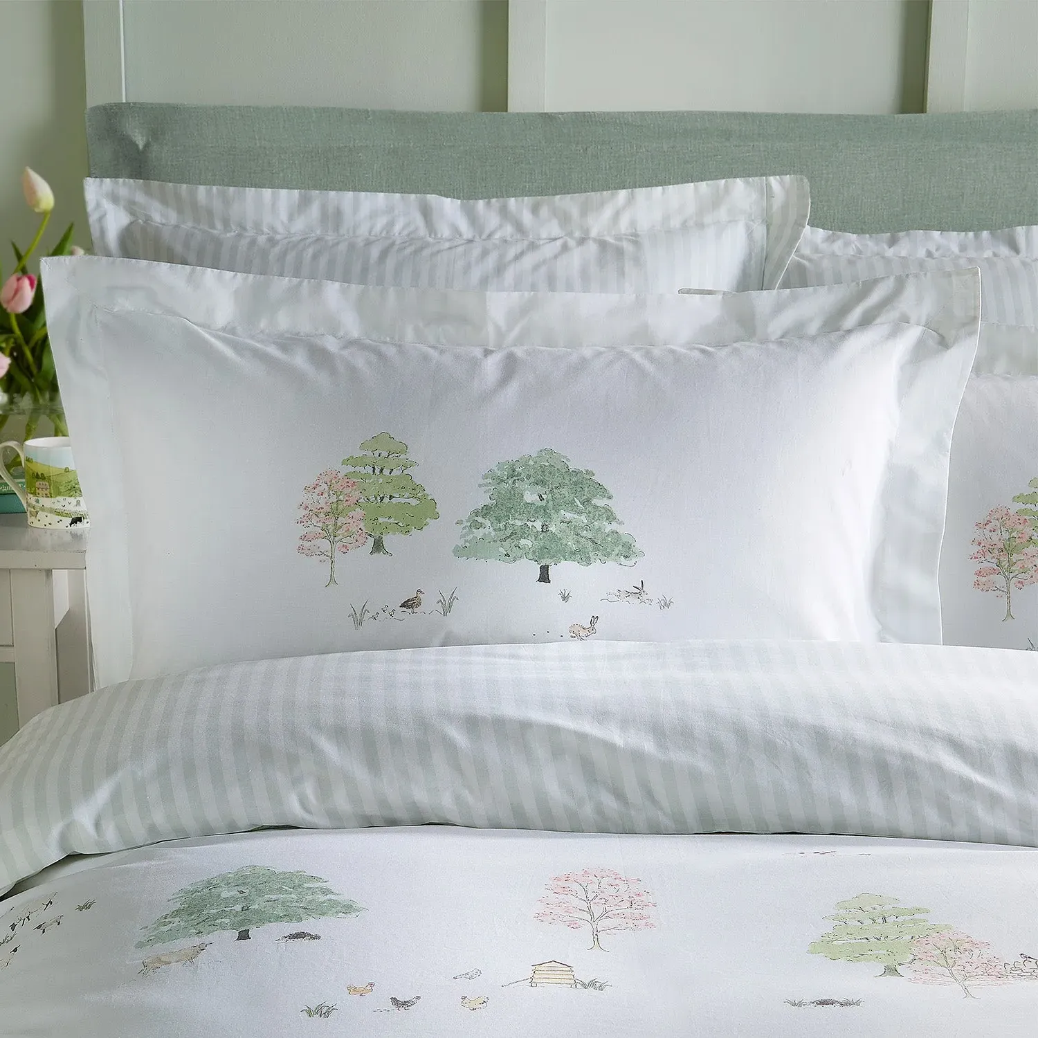 Single Duvet Set Spring Cottage - Green, Cotton image