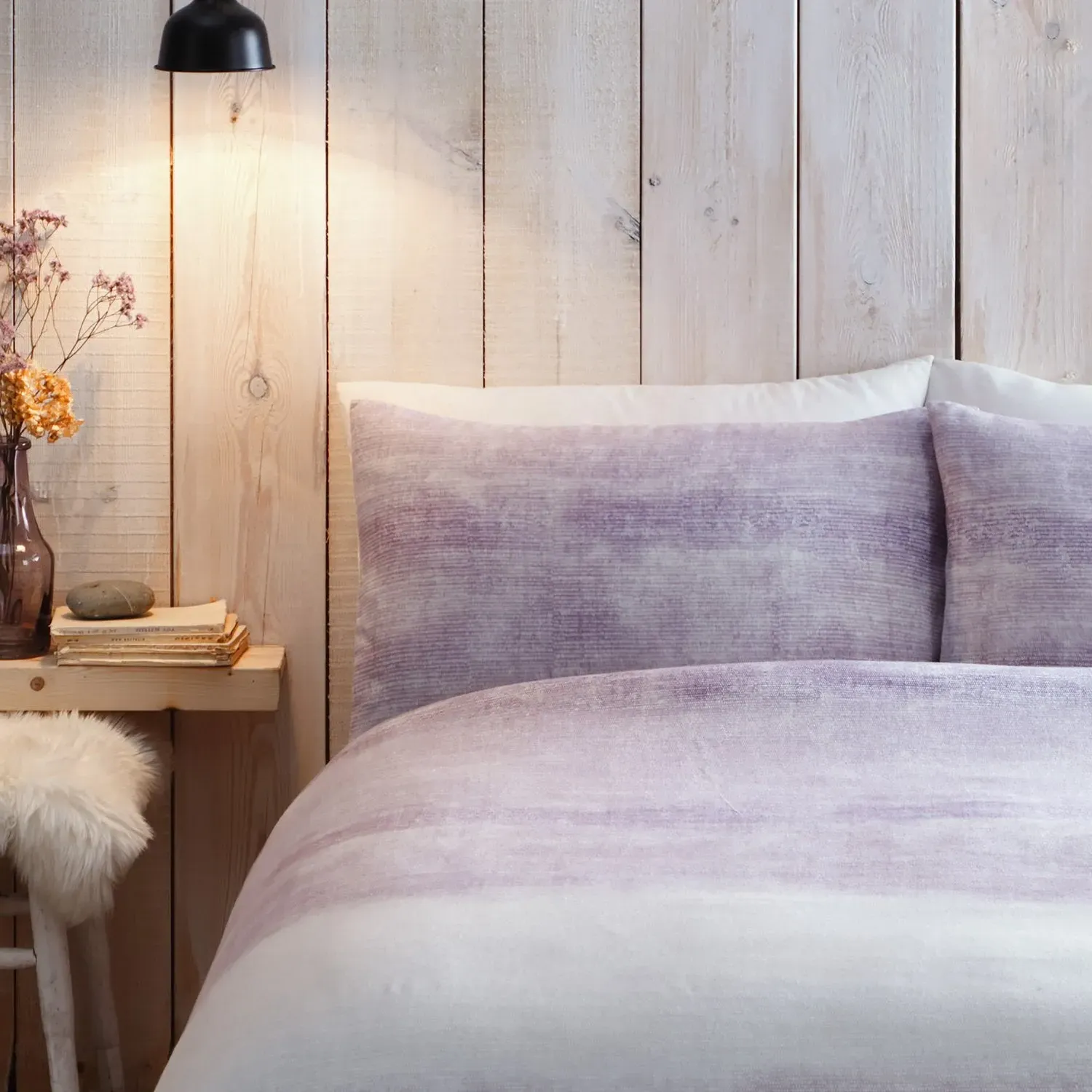 Single Duvet Set Stripe - Purple, Cotton image