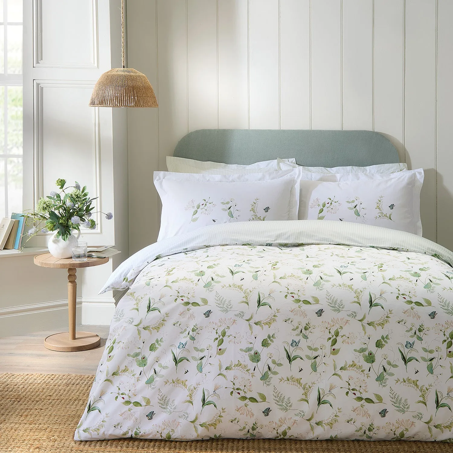 Single Duvet Set Wild Floral - Green, Cotton