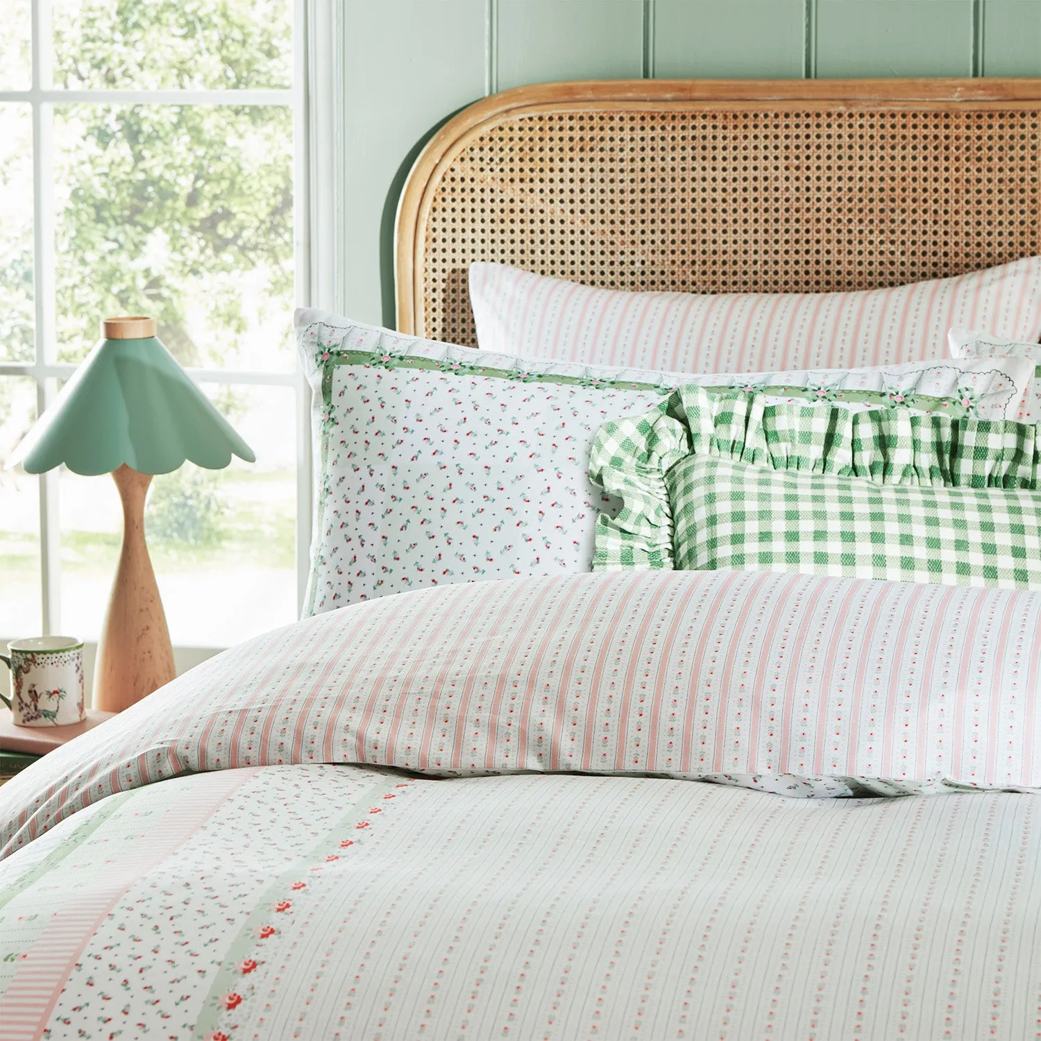 Single Duvet Set with Pillowcase - Green, Cotton image