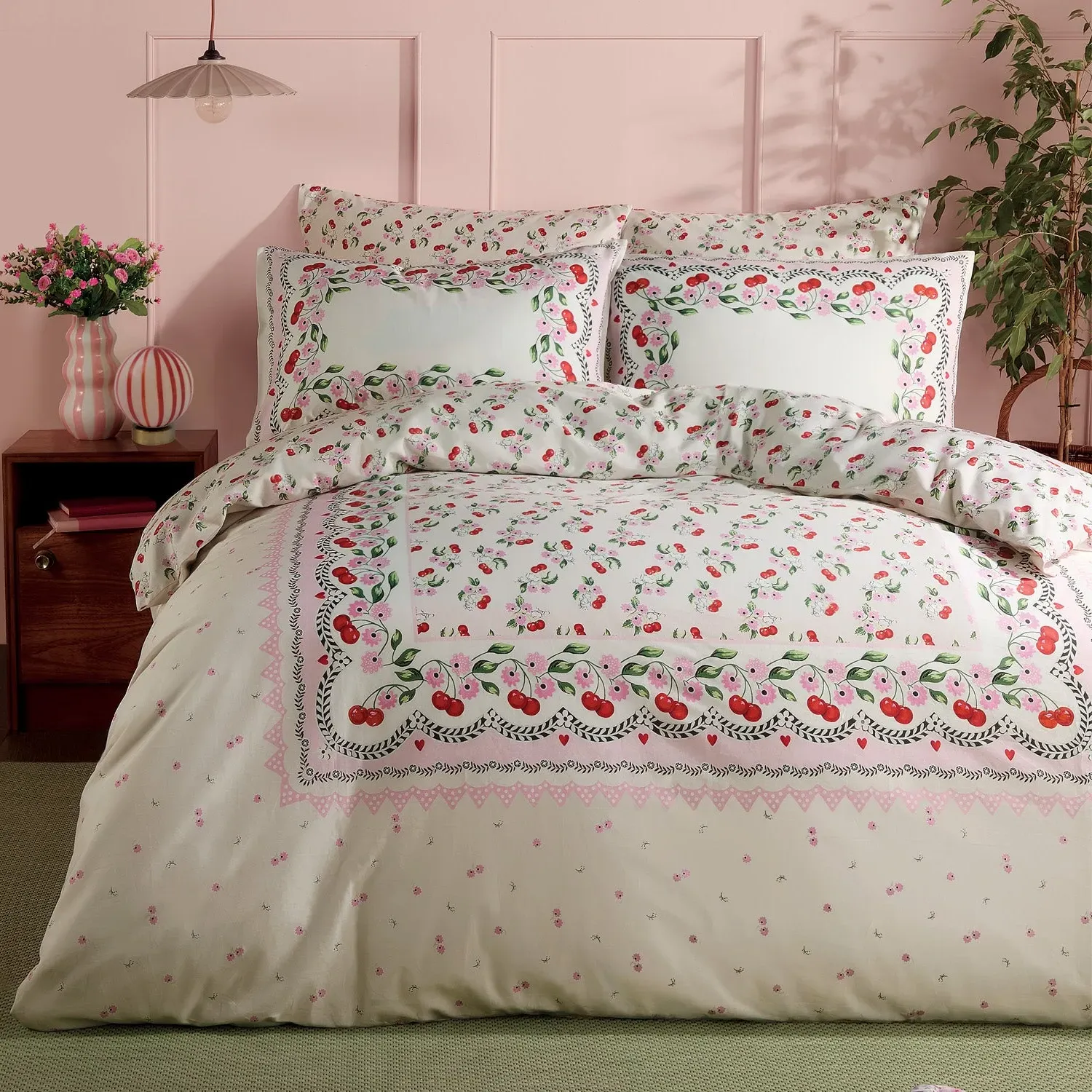 Single Duvet Set with Pillowcase - Pink, Cotton