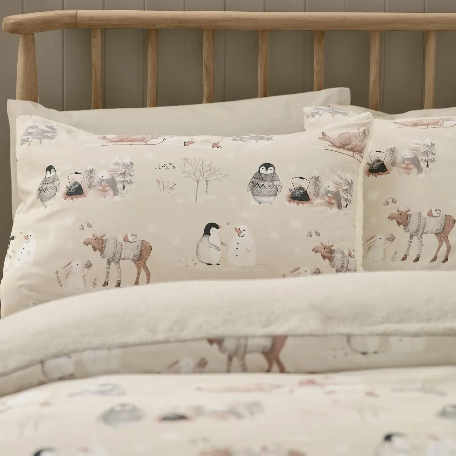 Single Duvet Set with Sherpa Fleece - Natural image