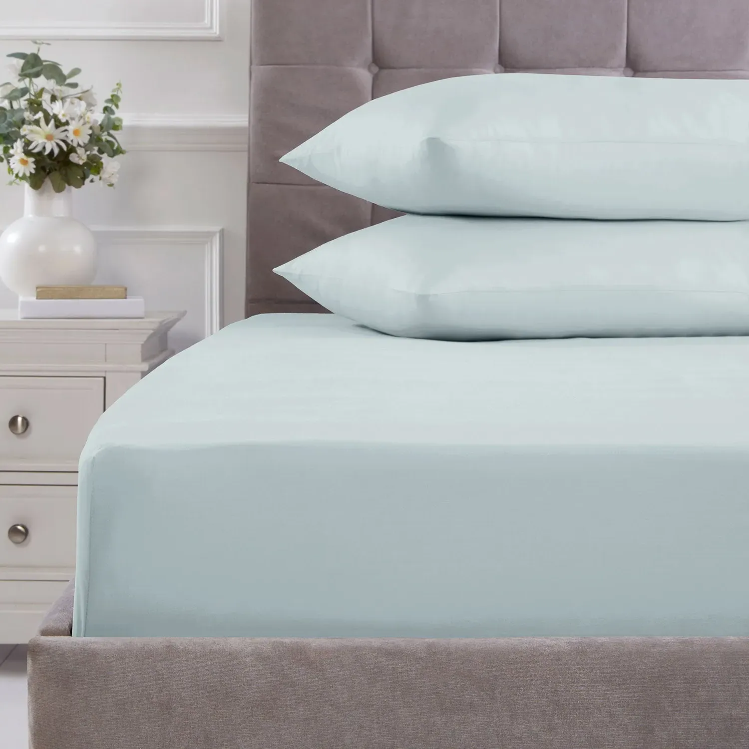 Single Fitted Sheet 180TC - Blue, Cotton image
