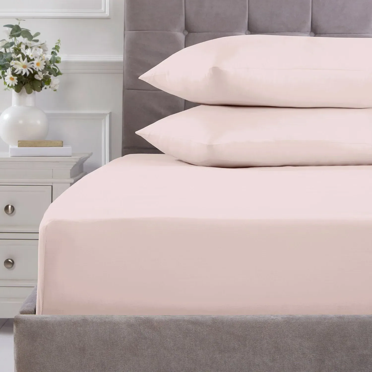 Single Fitted Sheet 180TC - Pink, Cotton