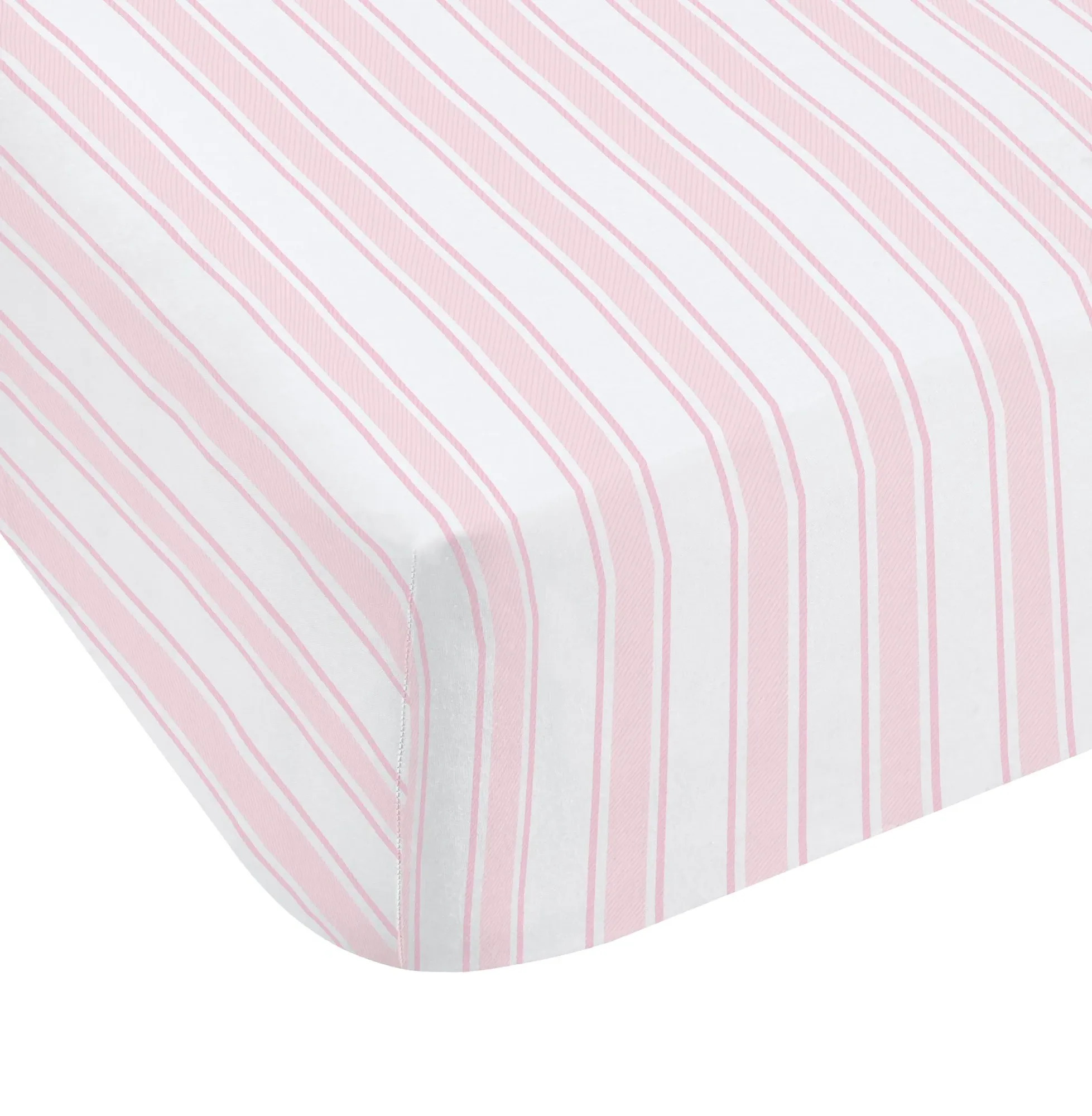 Single Fitted Sheet Check & Stripe - Pink, Cotton