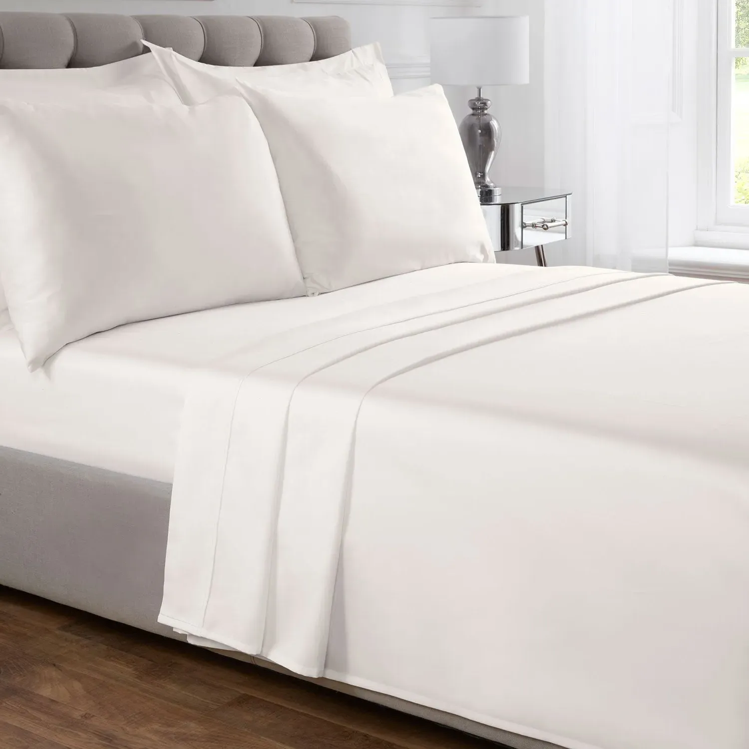 Single Flat Sheet 400TC - Cream, Cotton image