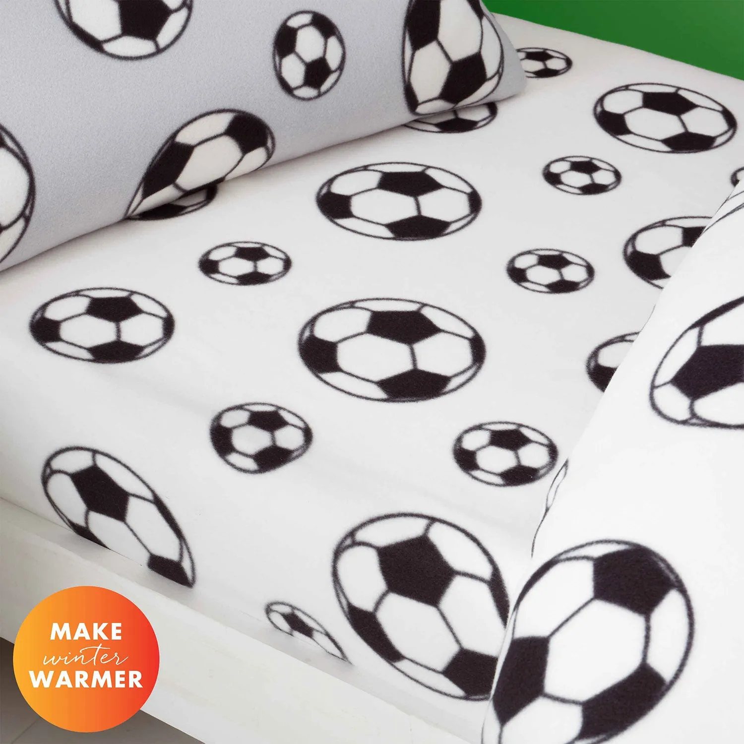 Single Football Fitted Sheet - White, Fleece