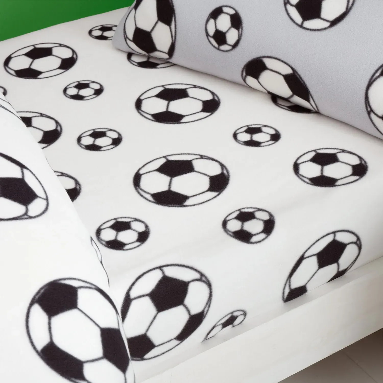 Single Football Fitted Sheet - White, Fleece