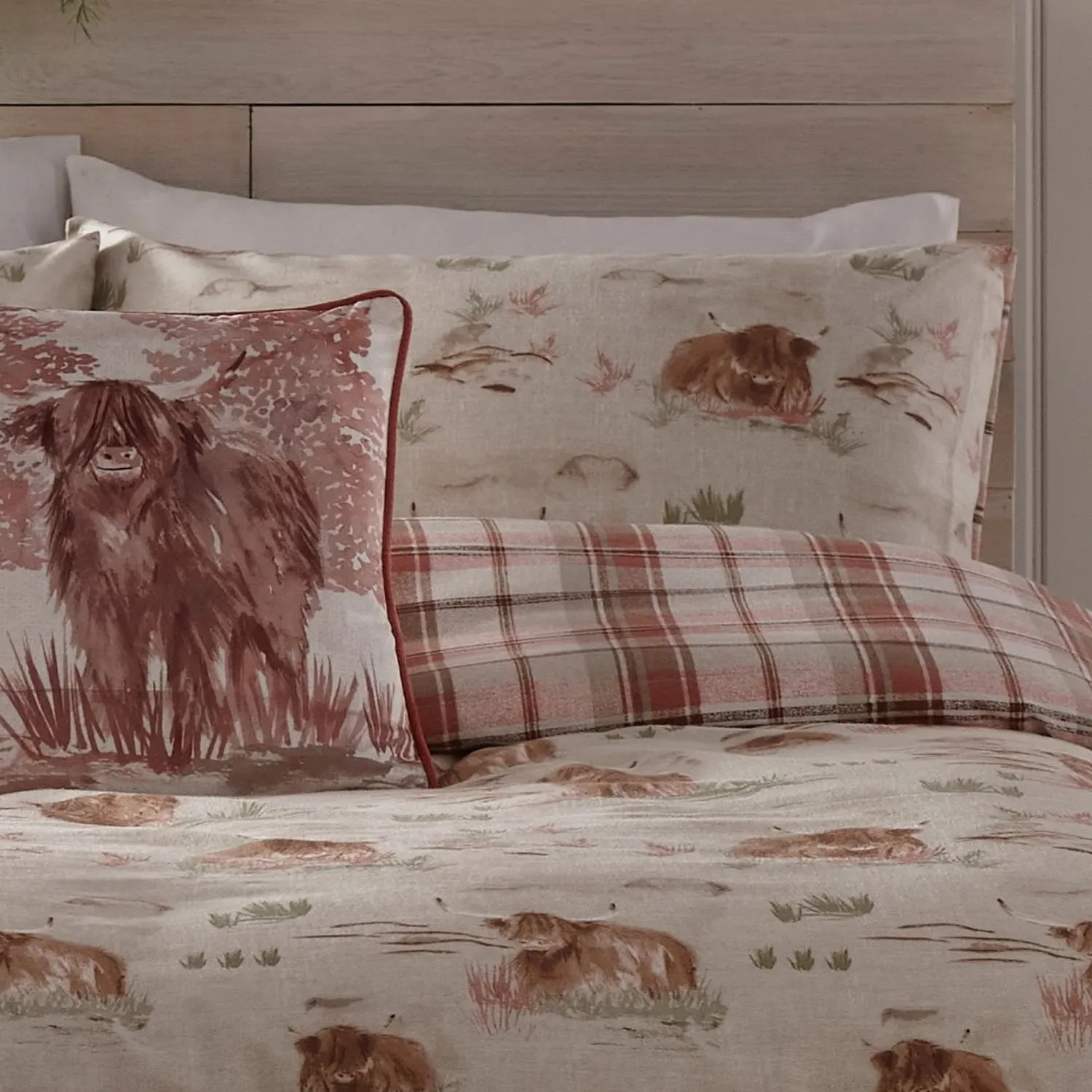 Single Highland Cow Duvet Set - Red, Cotton image