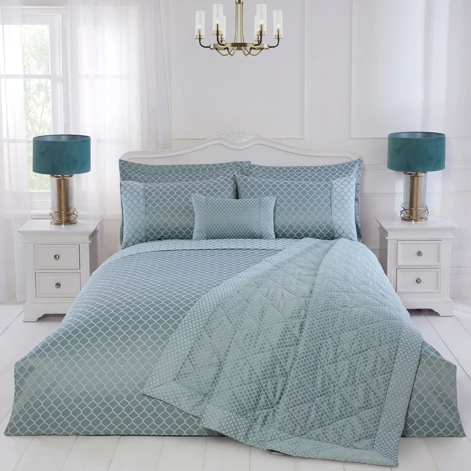Single Jacquard Duvet Cover - Green, Cotton