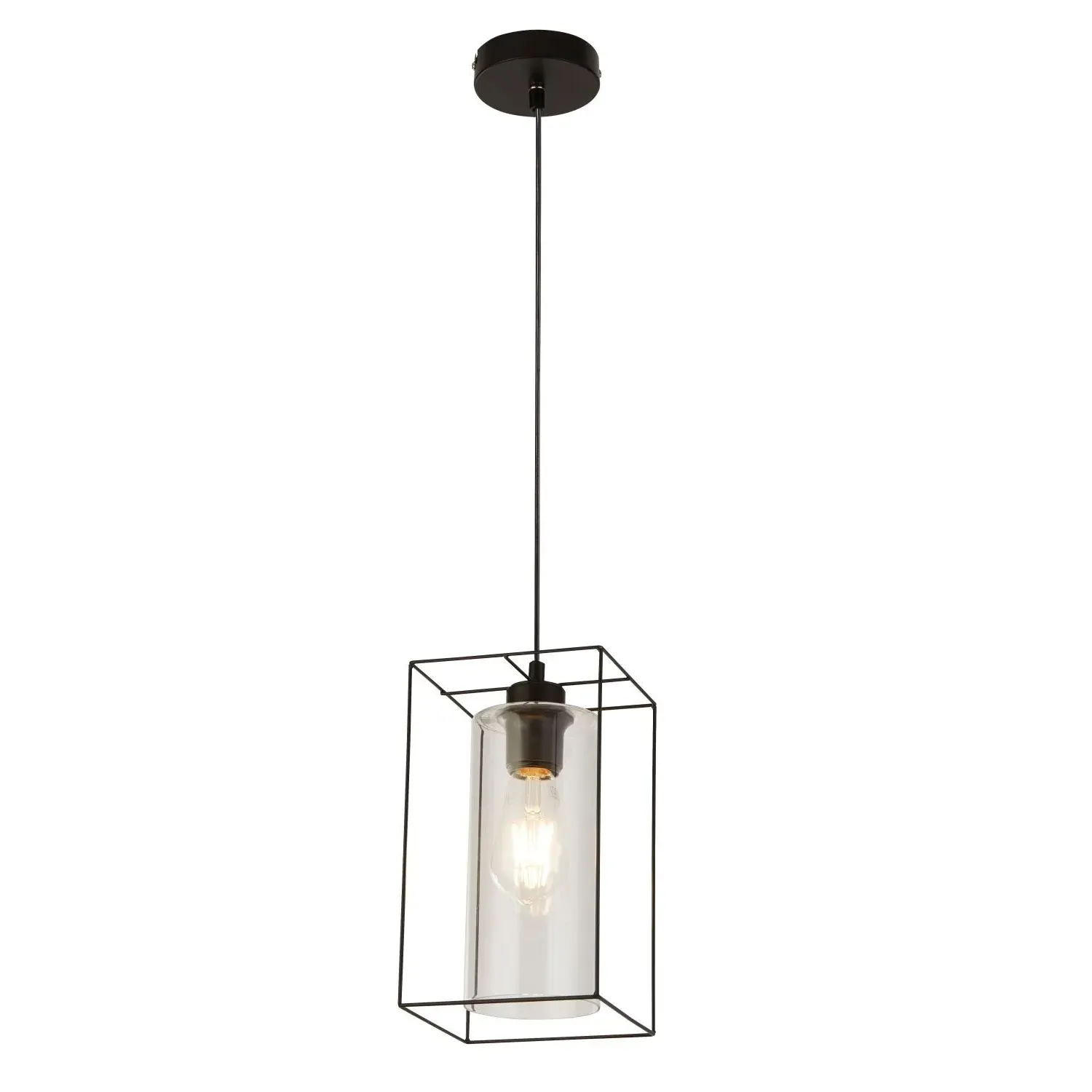 Single Pendant Light Height Adjustable - Black, Glass product